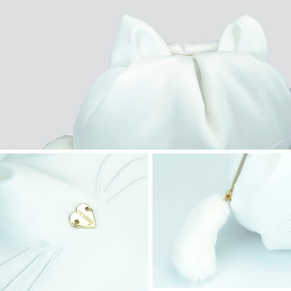 **Cat Shaped Makeup Bag for Women - Small Cosmetic Pouch & Travel Toiletry Organizer - Cute Cat Design Gift for Girls (White) - Perfect for Travel, Gym, and Daily Makeup Storage**