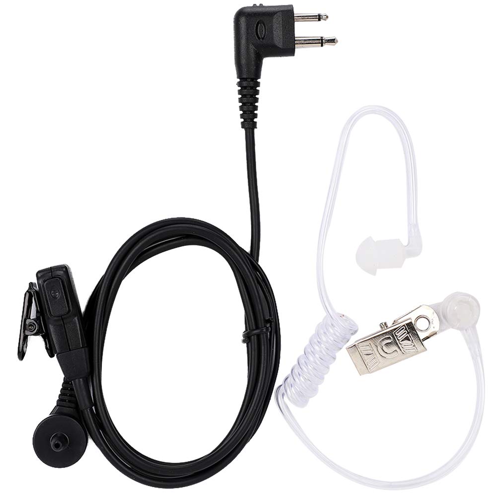 Professional Walkie Talkie Headset with Large PTT Button & Transparent ABS Acoustic Tube - Clear Communication for Security, Construction & Outdoor Activities