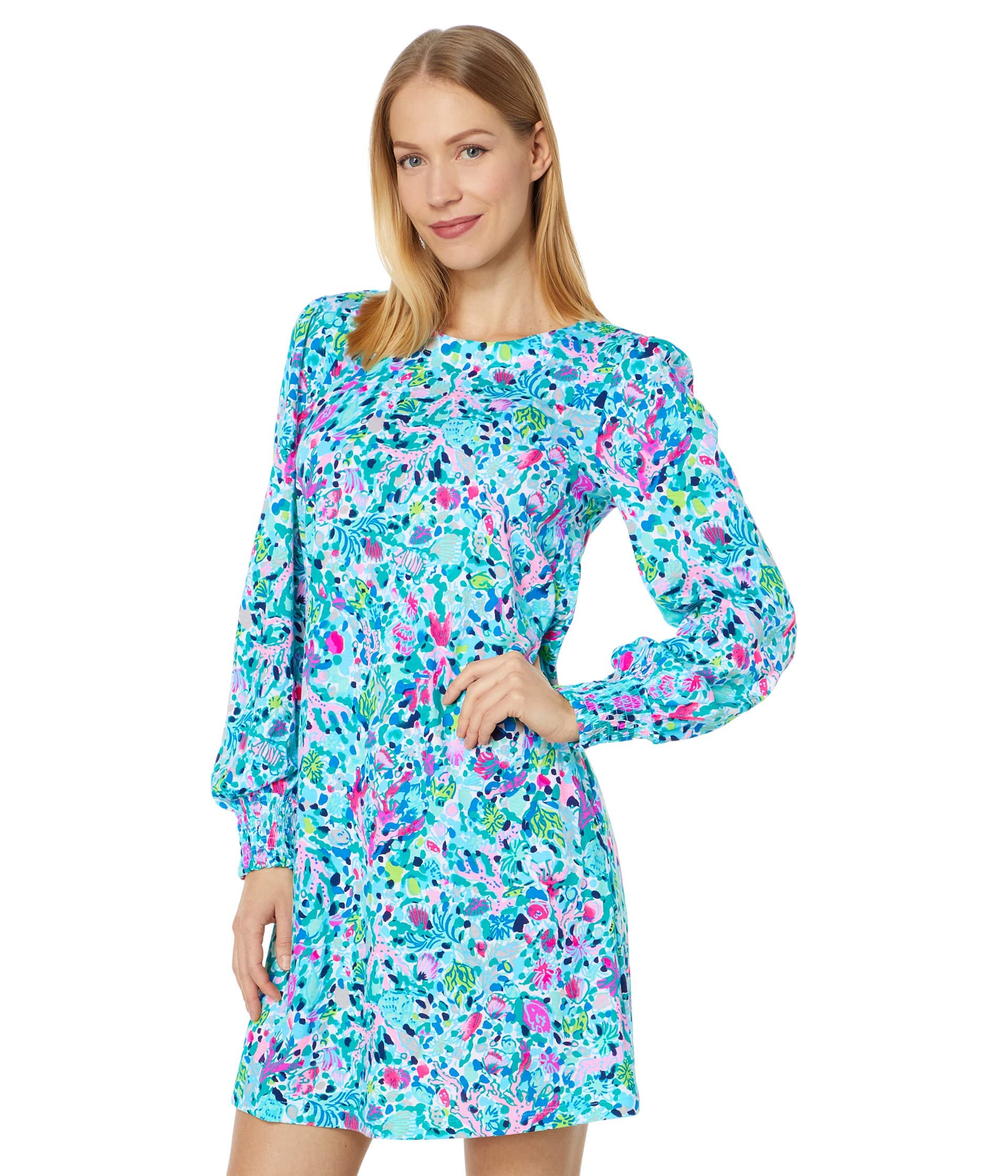 Lilly Pulitzer Diann Dress for Women - Blouson Sleeves with Smocked Cuffs, Flowy Summer Dress for Beach, Vacation & Outdoor Parties | Cute & Comfortable