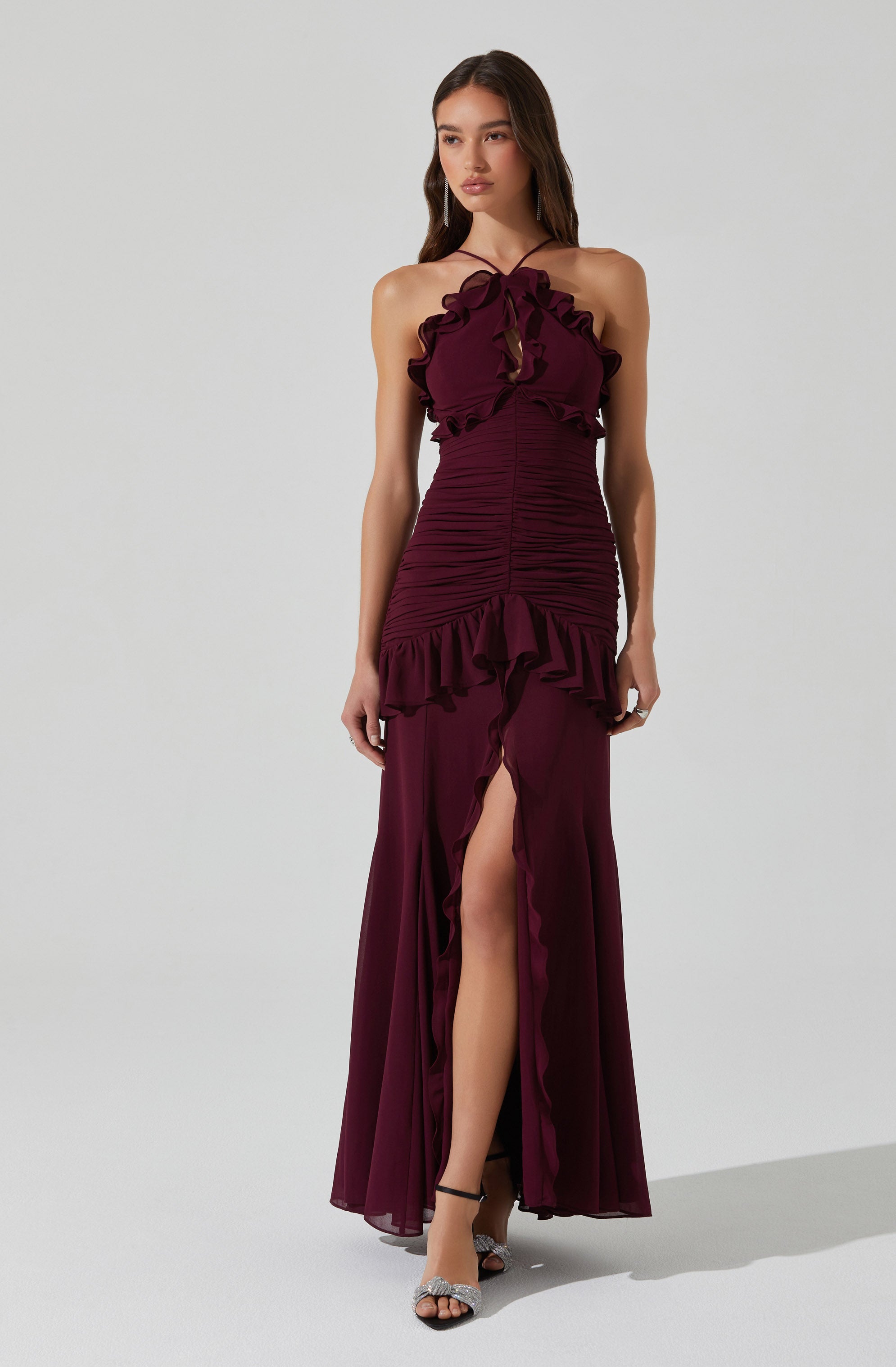 Sandora Women's Ruffle Detail Maxi Dress - Elegant Flowy Long Dress for Summer, Beach, Party & Special Occasions