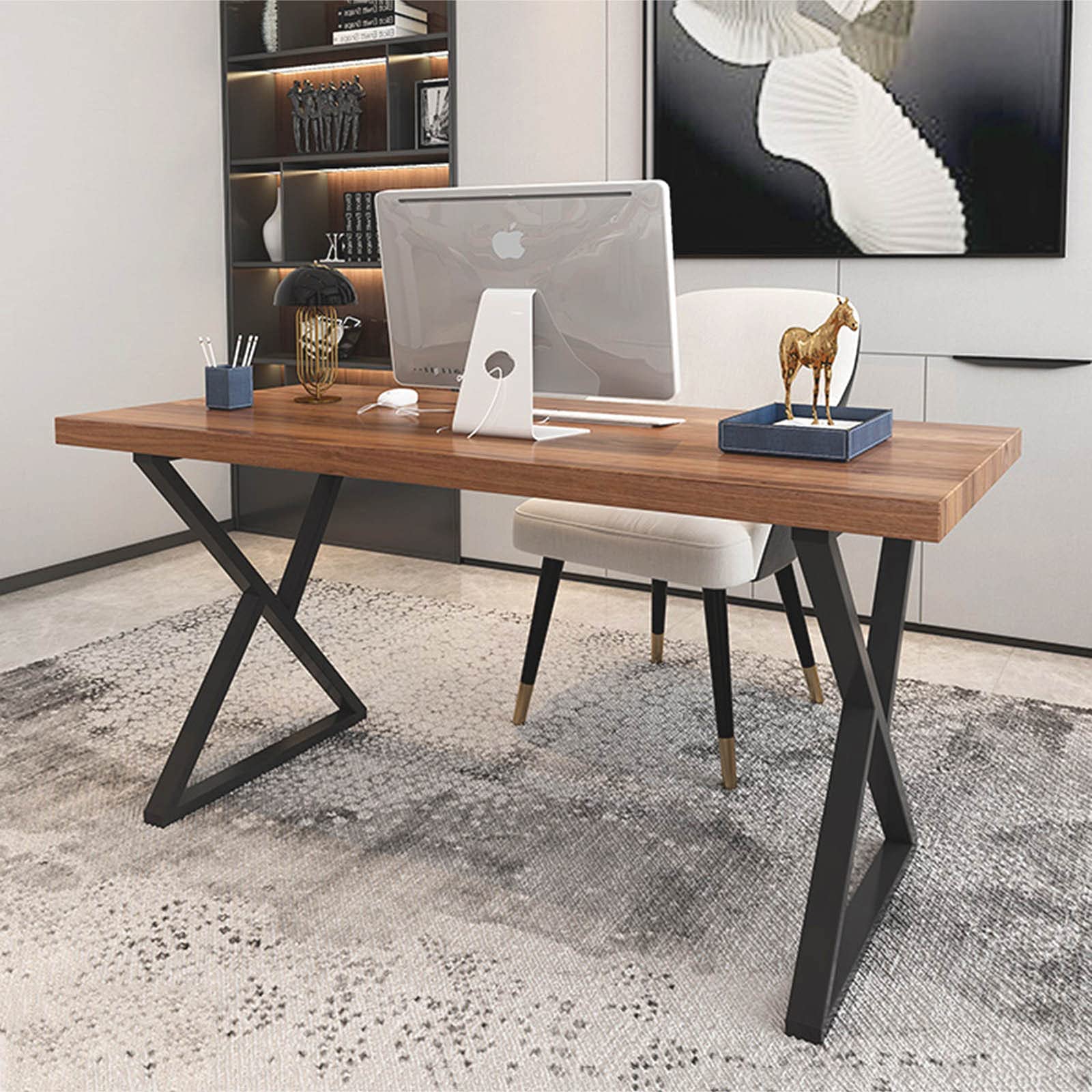2 Pcs Black Industrial Table Legs - Heavy Duty Metal Furniture Legs for DIY Desk, Coffee Table, Bar, and Workbench - 30x100cm/11.8x39.4in with Floor Protectors & Screws - Perfect for Home Office, Restaurant, and Industrial Settings