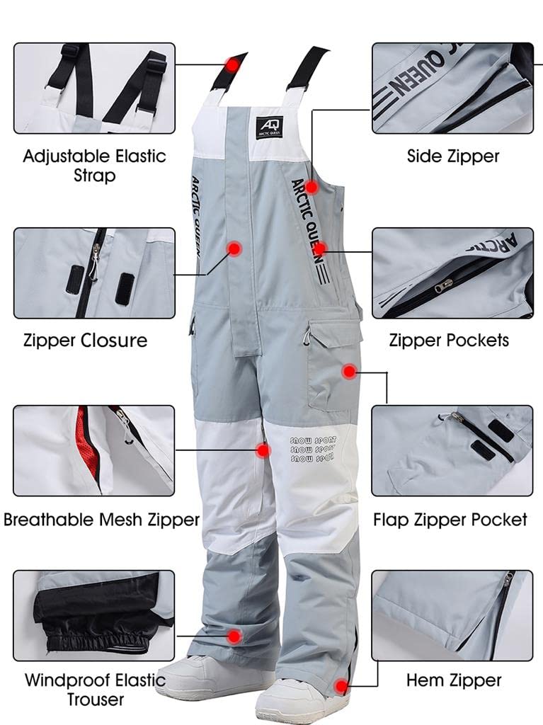 Waterproof Windproof Insulated Women's Snow Bibs Ski Pants - Ripstop Snowboarding Overalls for Winter Sports | Cold Weather Skiing, Snowboarding & Outdoor Activities