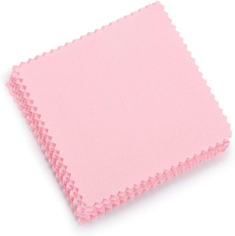 Premium Jewelry Cleaning Cloth - 20-Pack Pink Polishing Cloths for Sterling Silver, Gold, Platinum & Brass | 3.15