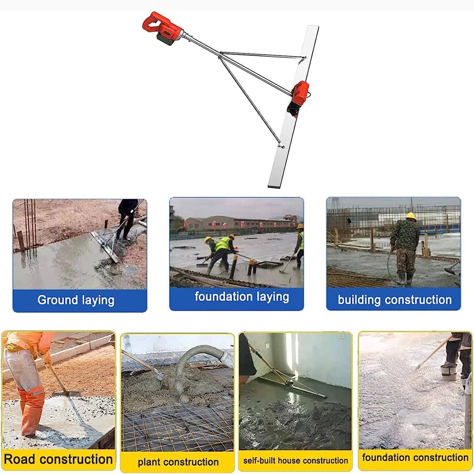 48V Battery Powered Concrete Vibratory Finishing Tool - 3000-6000 RPM Brushless Motor, 6000mAh for Smooth Leveling & Screeding | Perfect for Driveways, Floors & Patios