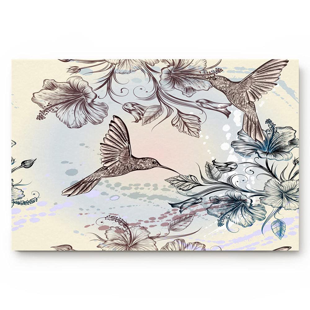Hummingbird Hibiscus Flower Doormat - Non-Slip Retro Kitchen & Bathroom Rug, 40x60cm Modern Home Decor for Living Room, Bedroom, Entryway - Perfect Housewarming Gift for Cozy Home Aesthetics