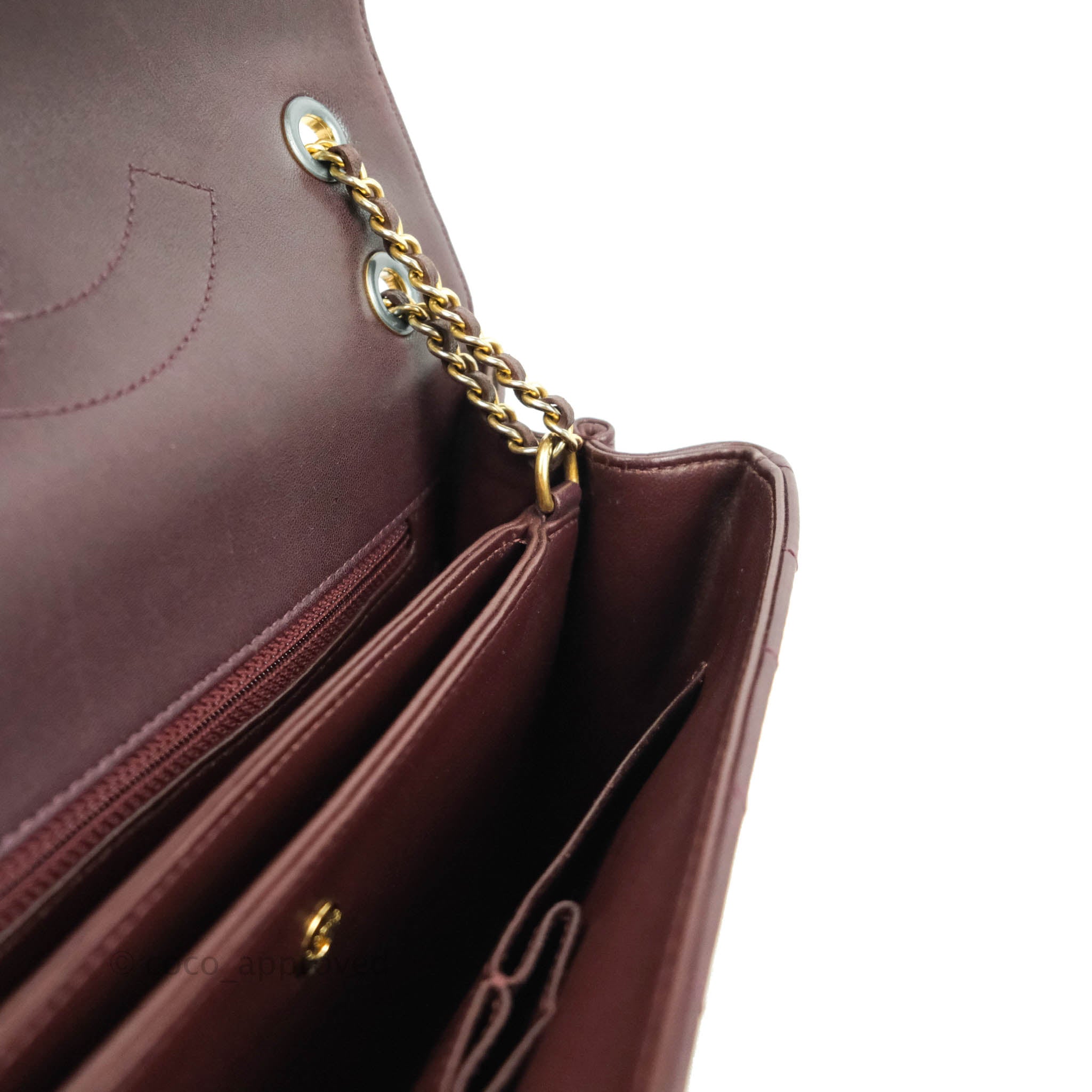 Chanel CC Signature Flap Bag in Diagonal Burgundy Calfskin with Aged Gold Hardware - Luxury Crossbody Purse for Women, Perfect for Date Night & Special Occasions