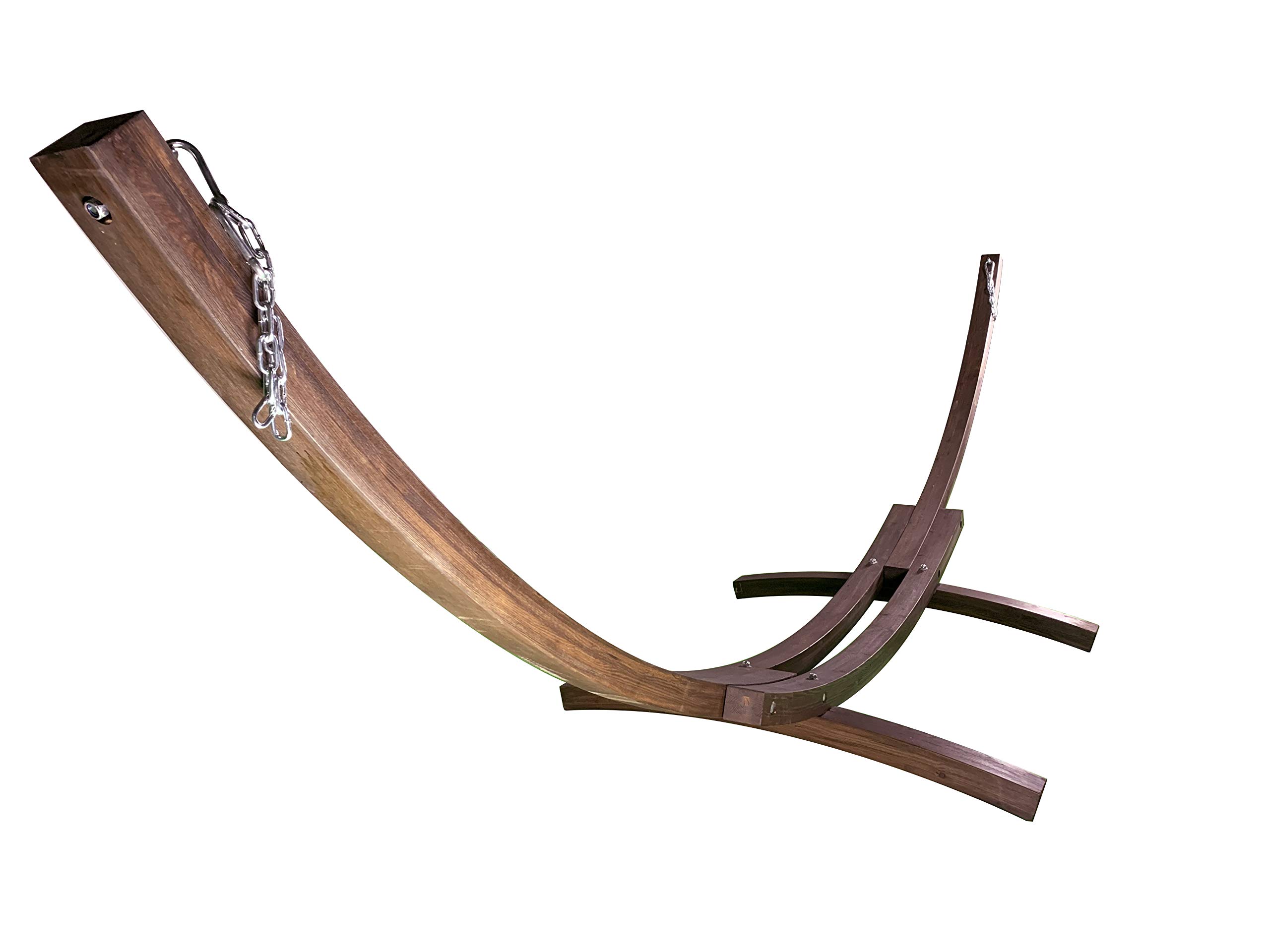 14 Ft. Wooden Arc Hammock Stand - 450 LB Weight Capacity - Coffee Stain Finish - Perfect for Backyard, Patio, Garden Relaxation and Outdoor Lounging
