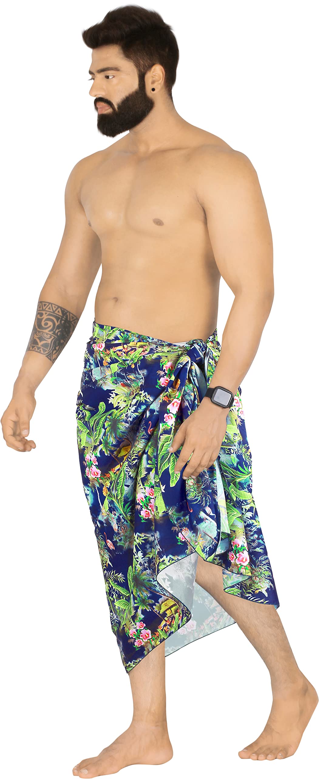 HAPPY BAY Men's Quick-Dry Sarong Swimwear Cover Up - Lightweight Beach Wrap for Swimming, Surfing & Vacation - Perfect Poolside, Resort & Summer Travel Accessory