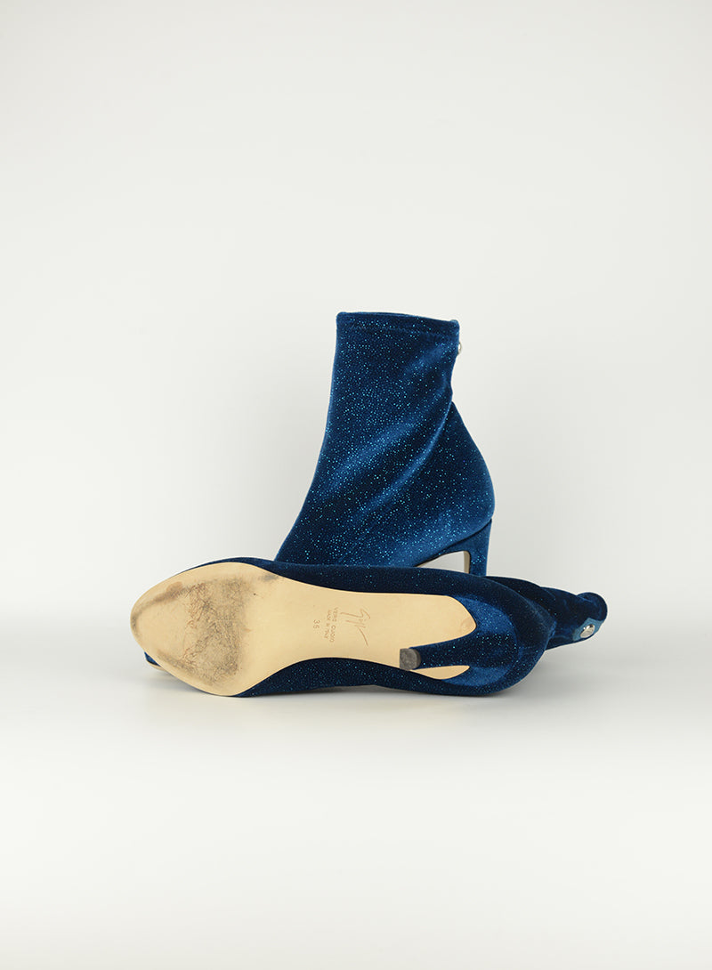 Zanotti Blue Petrol Lurex Tronchetti Boots - Size 36 | Stylish Winter Fashion for Women | Perfect for Parties & Night Out