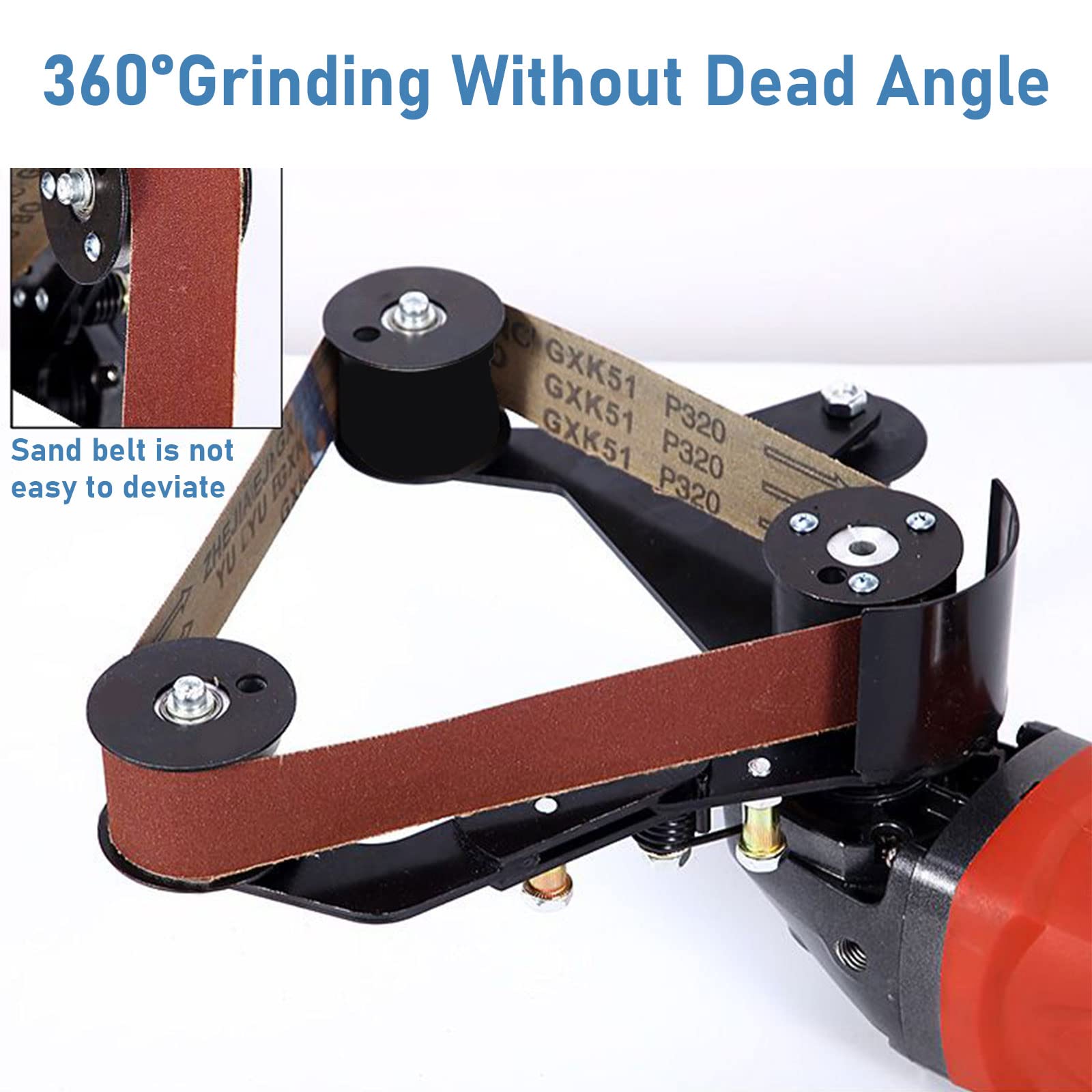 Angle Grinder Belt Sander Adapter - 5/8-11 Thread Pipe & Tube Polishing Kit with 40mm Sanding Belts for Rust Removal - Perfect for Metalworking, Wood Sanding & DIY Home Projects