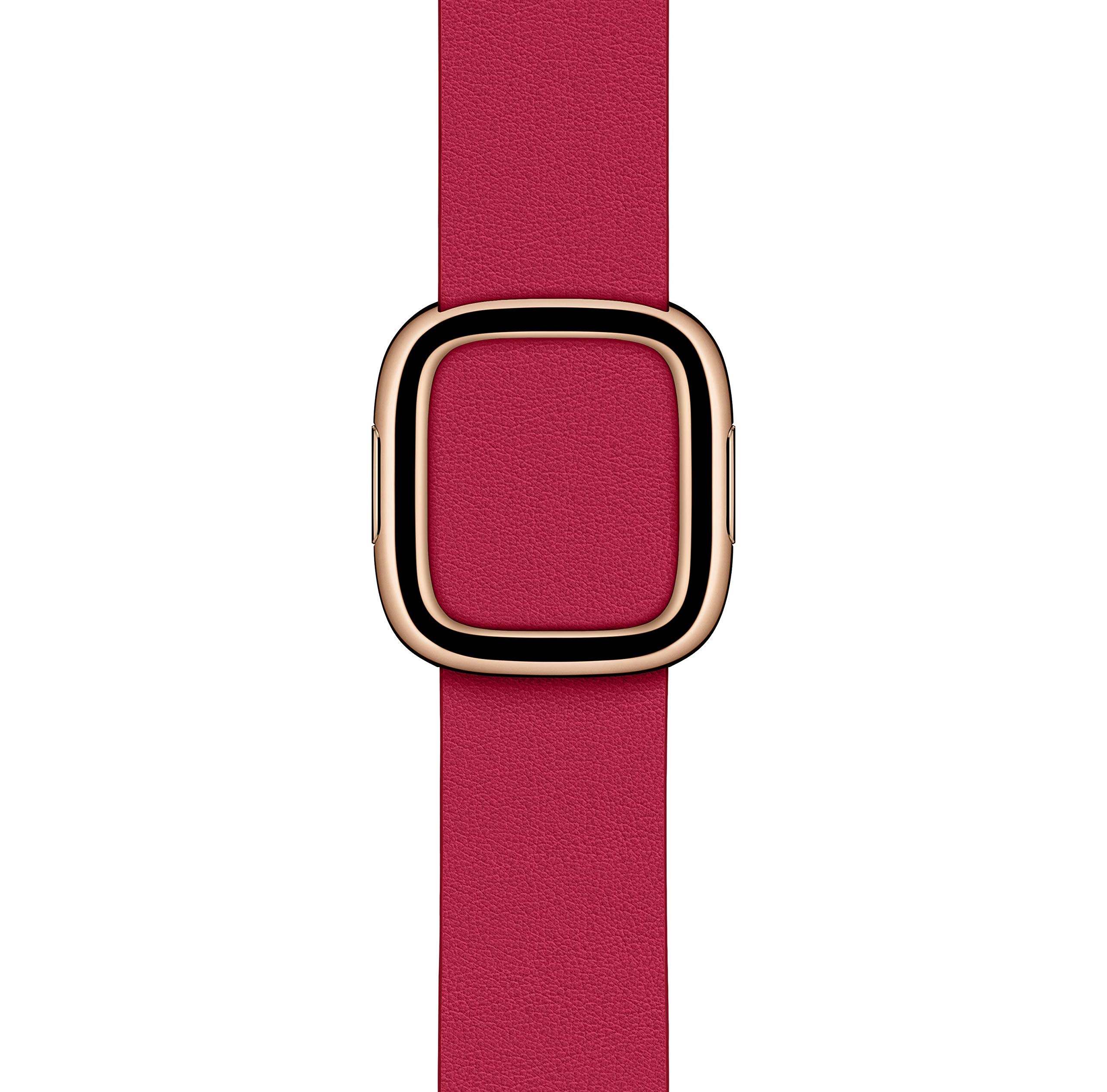 Apple Watch Band 40mm - Modern Buckle Leather Strap in Scarlet Red for Apple Watch Series 9/8/7/SE - Large Size - Premium Replacement Wristband for Workout, Office & Everyday Wear