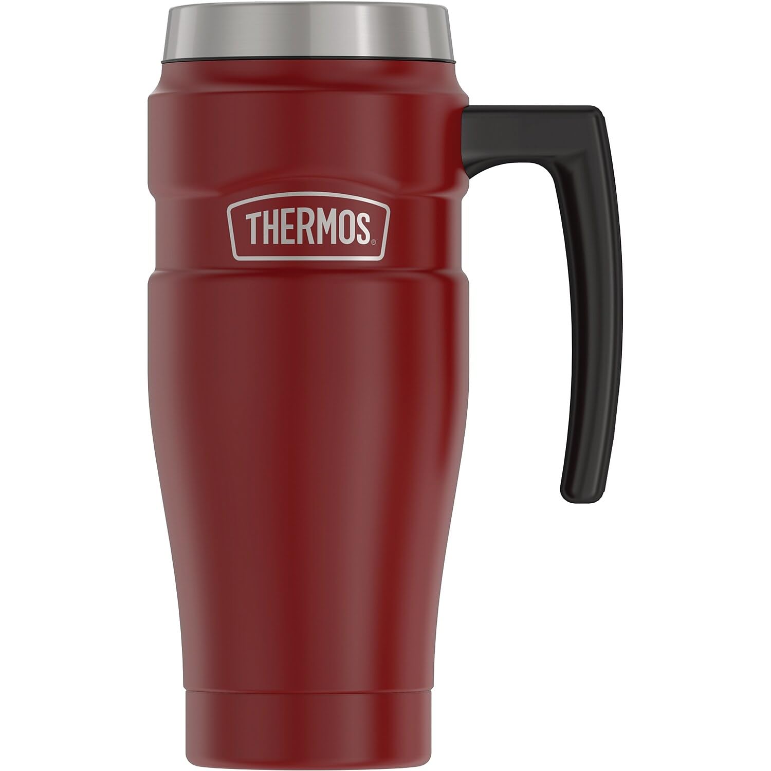 THERMOS Stainless King 16oz Vacuum-Insulated Travel Mug - Rustic Red - Keeps Drinks Hot/Cold for Hours - Perfect for Commuting, Camping & Office Use