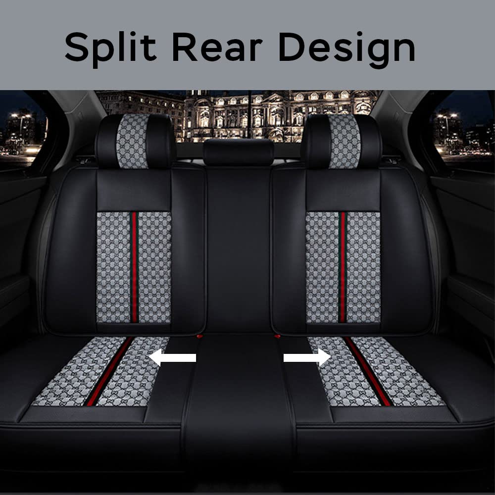 Luxury Universal 5-Seat Car Seat Covers Full Set - All Weather Protection Cushion with Pillow for 97% Vehicle Models (Grey) | Perfect for Daily Commute, Road Trips & Family Travel
