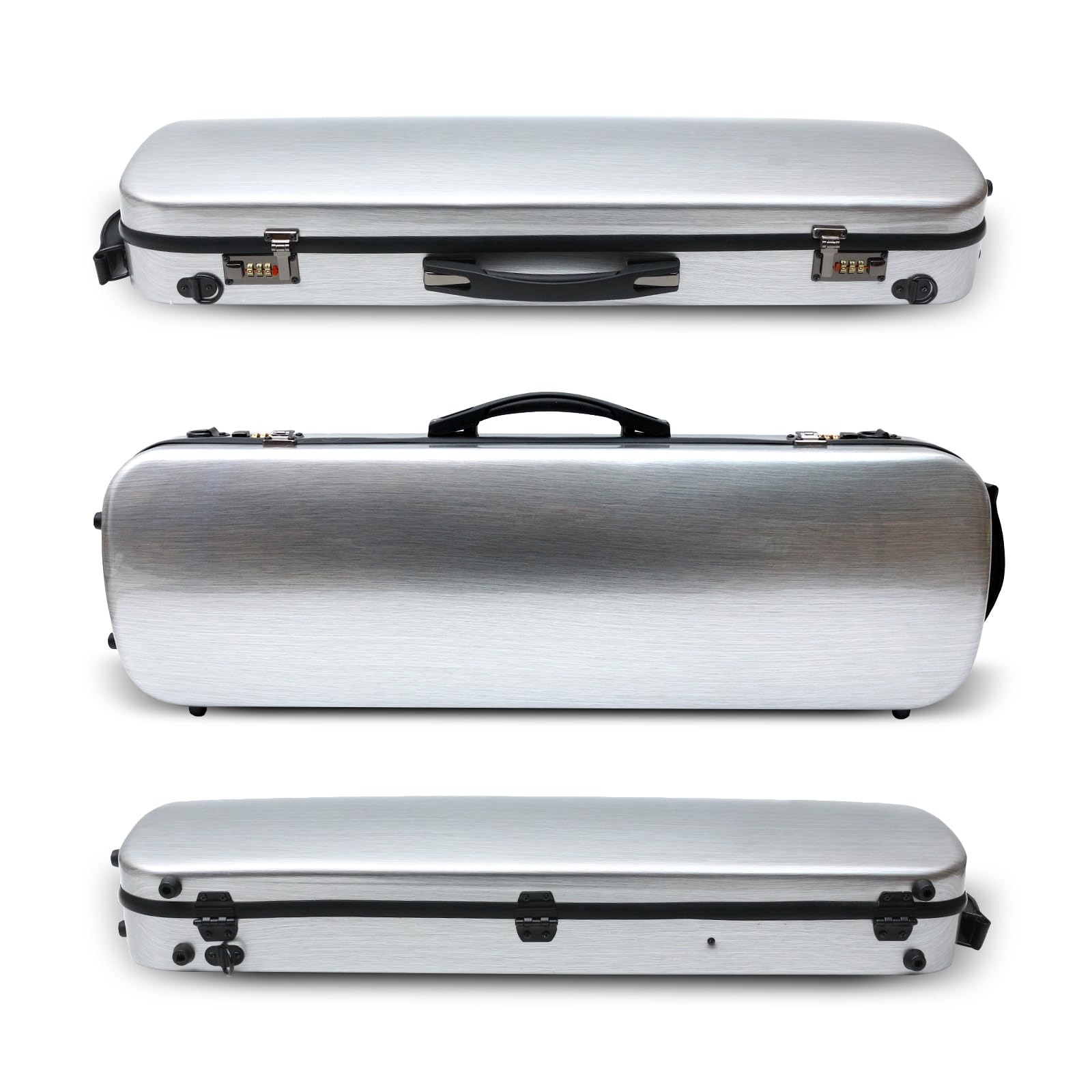 Premium 4/4 Full Size Carbon Fiber Violin Case with Soft Padding, Adjustable Back Straps & Music Sheet Bag - Secure Code Lock (Silver) | Perfect for Professional Musicians, Travel & School Performances