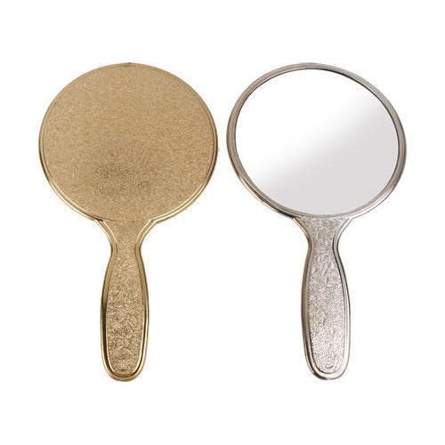 OJ Multipurpose Pocket Handheld Mirror for Women - Portable Travel Makeup Mirror with Light, Small Round Vanity Mirror for Purse & Handbag (Golden, 1pc) - Perfect for Travel, Home & Office Use