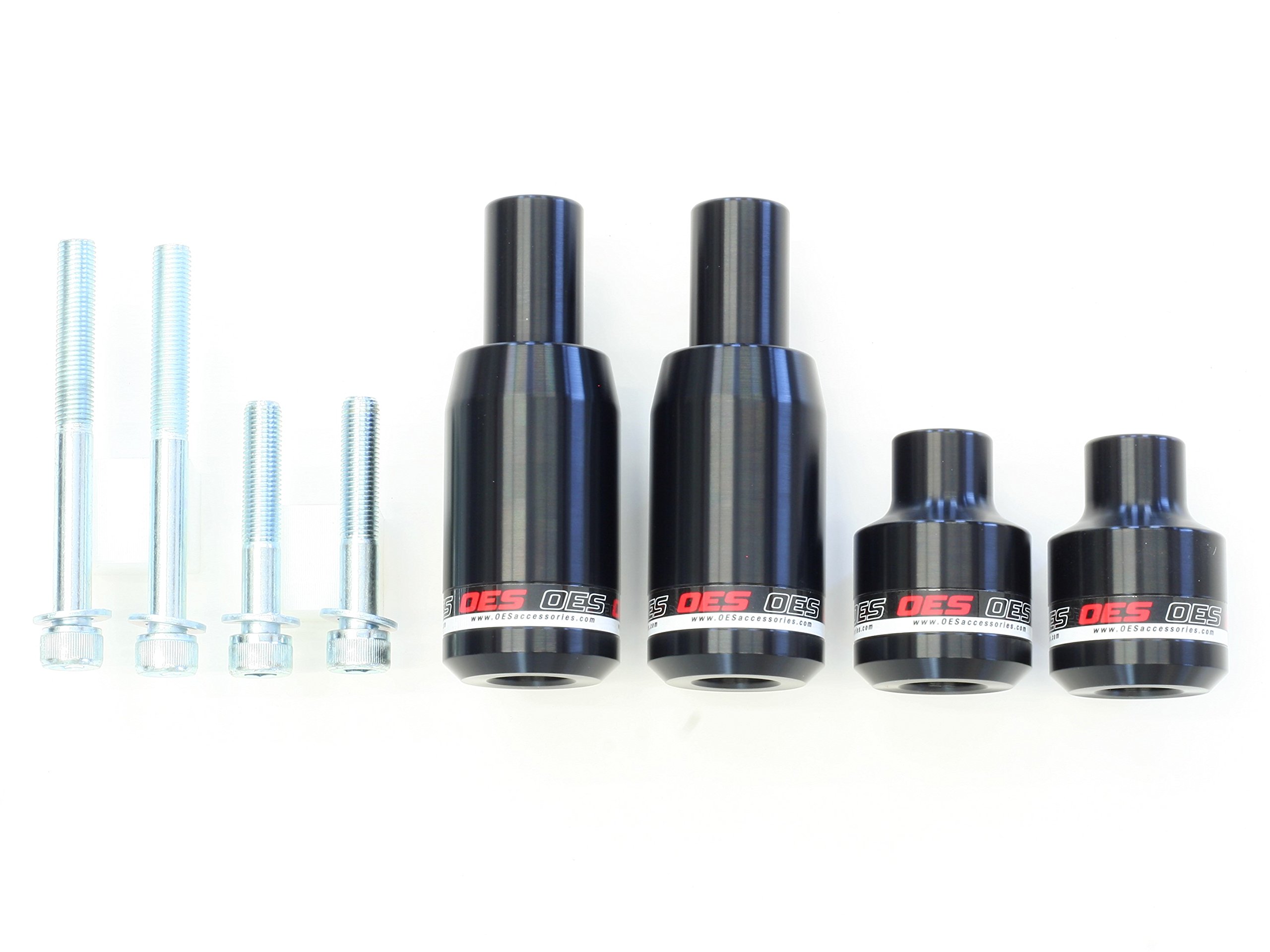 OES Accessories Front & Rear Frame Sliders for Kawasaki Z900 (2017-2025) - Red | Motorcycle Crash Protection | Perfect for Street Riding & Track Days
