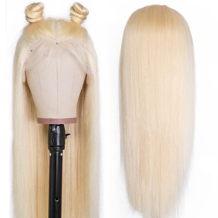 13x4x1 Lace Front Human Hair Wig - 24 Inch Straight Brazilian Virgin Hair T-Part Lace Wig for Women | Natural Blonde Lace Frontal Wig for Daily Wear, Parties & Special Occasions