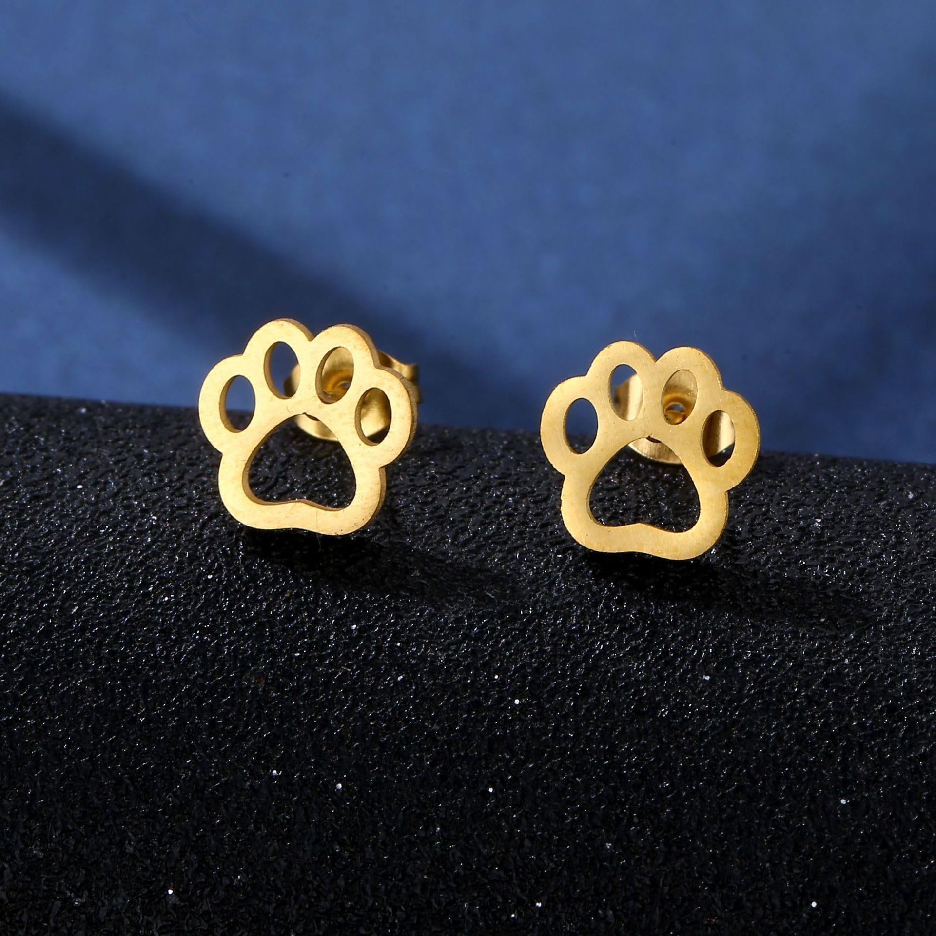 4 Pairs Sterling Silver Tiny Paw Stud Earrings for Women - Cute Cat & Dog Paw Earrings, Stainless Steel Pet Footprint Jewelry, Hypoallergenic Animal Paw Prints Studs for Cat & Dog Lovers (Gold/Silver/Black/Pink) - Perfect for Cocktail Parties, Holidays, Gifts & Everyday Wear