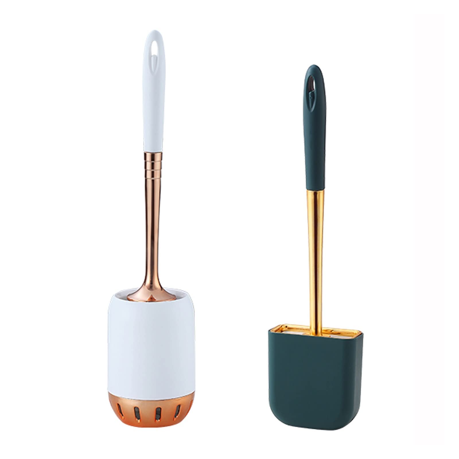 TOMYEUS Punch-Free Wall-Mounted Toilet Brush Set with Long Handle - Durable Hollow Design for Easy Cleaning | Bathroom Accessories for Home, Hotel & Office Use (Color: H)