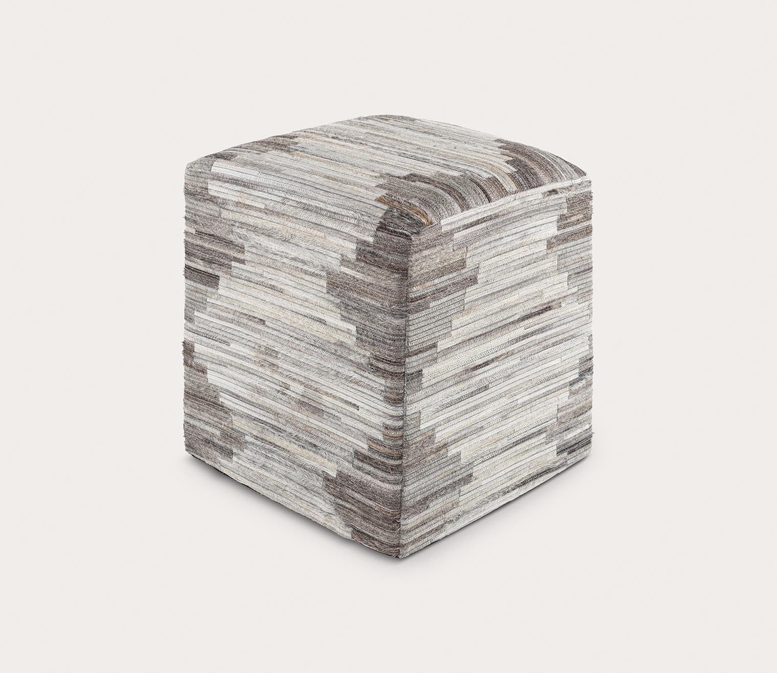 Surya Zander Patched Ottoman - Stylish Storage Footrest with Handcrafted Patchwork Design, Perfect for Living Room, Bedroom or Home Office Decor