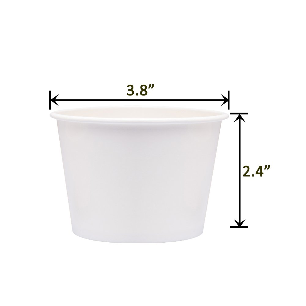 Eco-Friendly 12 oz Paper Ice Cream & Soup Cups with Lids - 40 Pack White Disposable Containers for Parties, Catering & Takeout