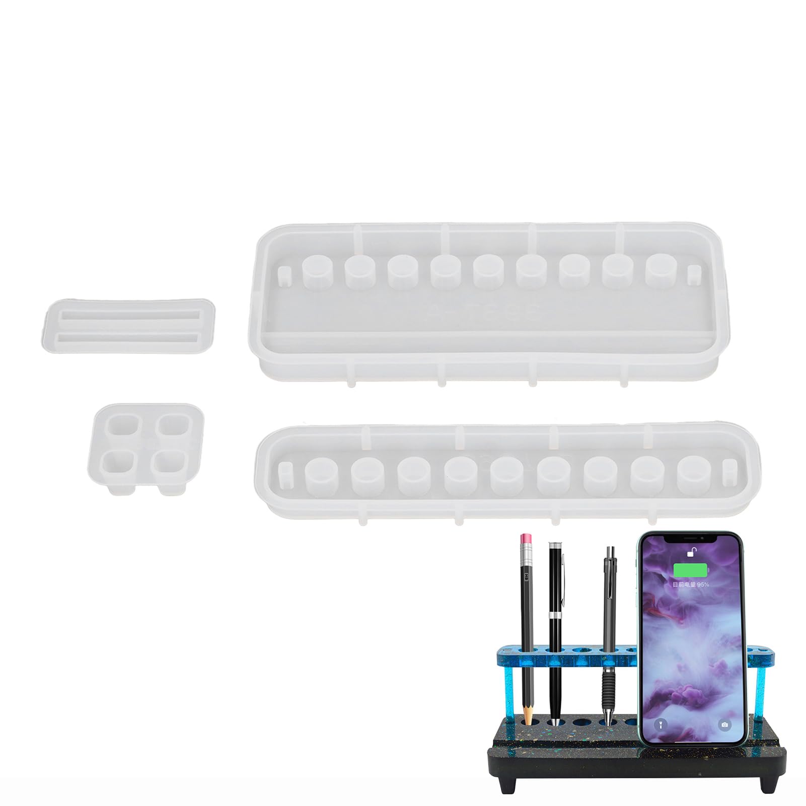 Premium Silicone Resin Molds for DIY Crafting - Pen Holder, Phone Stand & Pencil Holder Molds for Epoxy Resin Casting | Perfect for Handmade Gifts, Home Decor & Office Organization