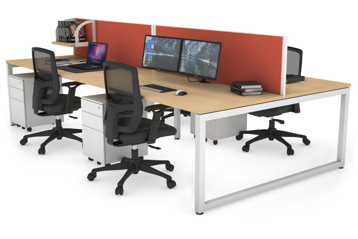 Quadro Loop Legs 4-Person Office Workstation - 1600L x 800W with Cable Management - Modern Collaborative Desk for Team Workspaces & Open Office Environments