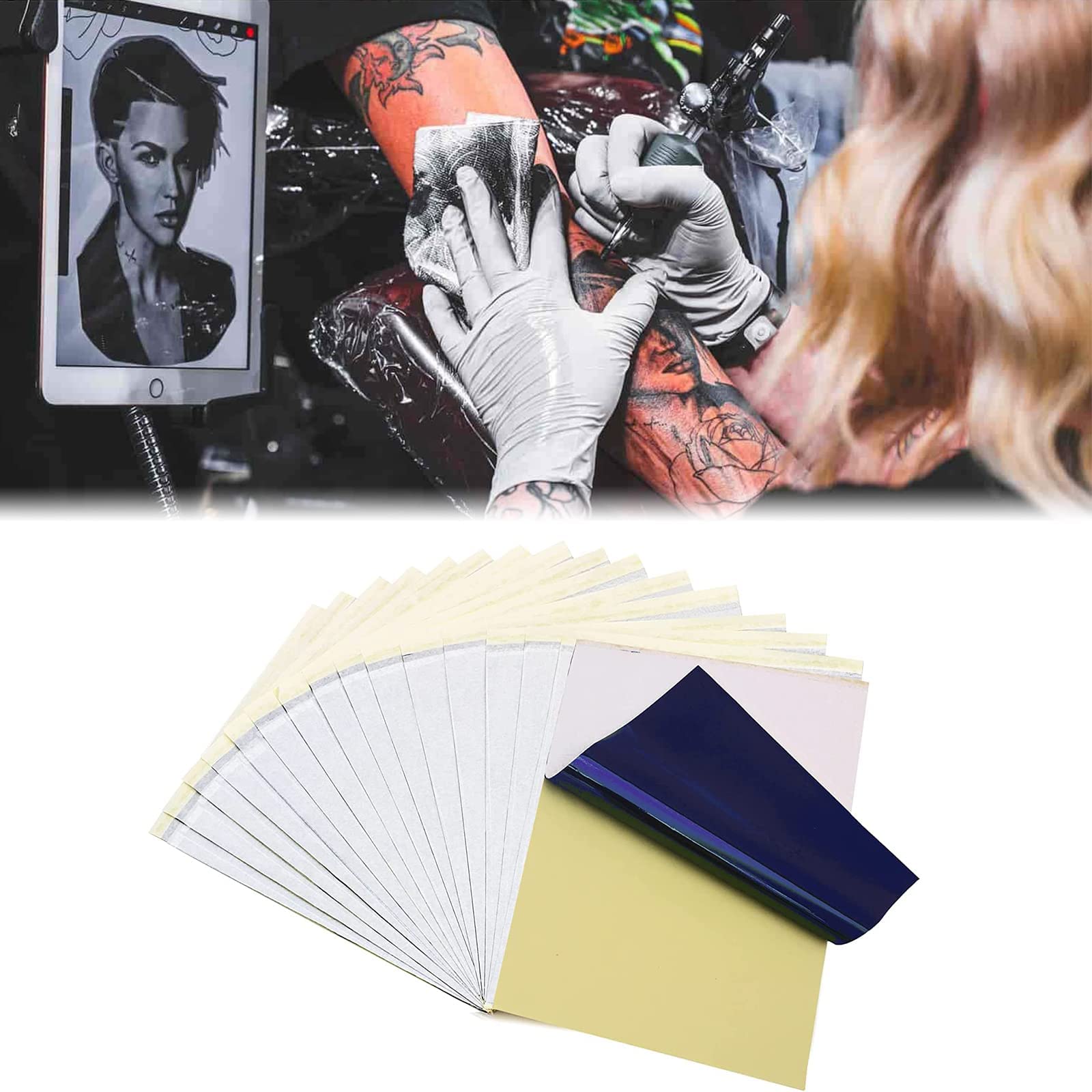 Beoncall 35Pcs Tattoo Stencil Transfer Paper - 4 Layer Thermal Transfer Paper A4 Size for Professional & DIY Tattoo Artists - Perfect for Tattoo Transfer Kits, Body Art Designs & Temporary Tattoo Supplies | Ideal for Tattoo Studios, Home Practice & Body Art Projects