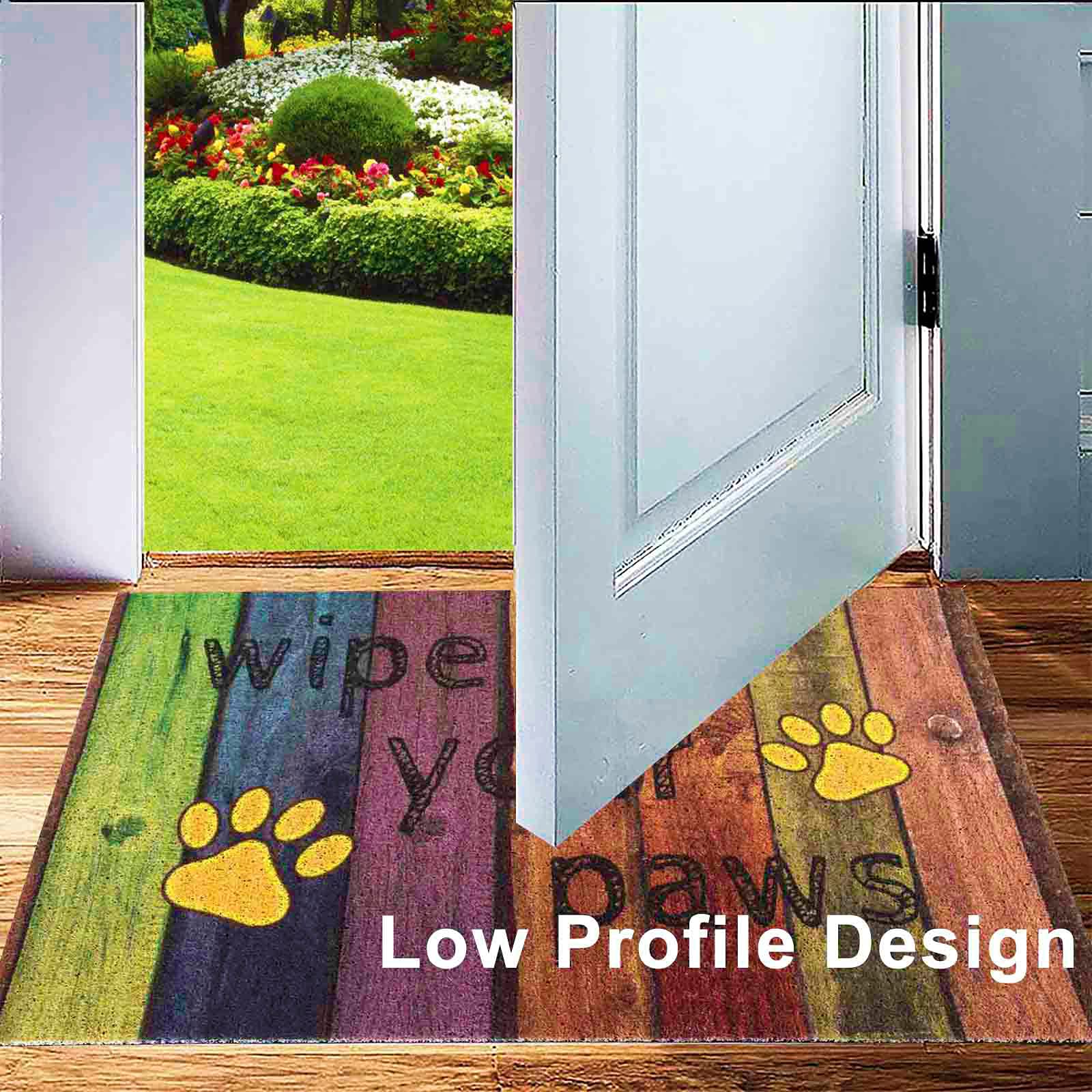 23.6x35.4 Inch Funny Non-Slip PVC Doormat - 'Wipe Your Paws' Yellow Welcome Mat for Indoor/Outdoor Use - Perfect for Entryway, Bathroom, Kitchen & Bedroom Floor Protection