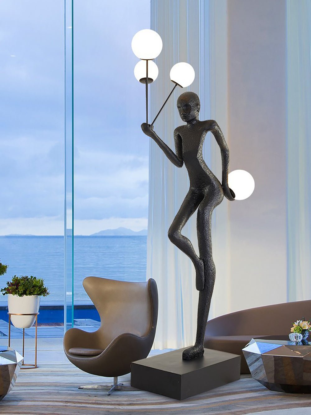 Modern Juggling Sculptor Floor Lamp - Adjustable LED Standing Light for Living Room, Bedroom & Office - Artistic Home Decor Lighting