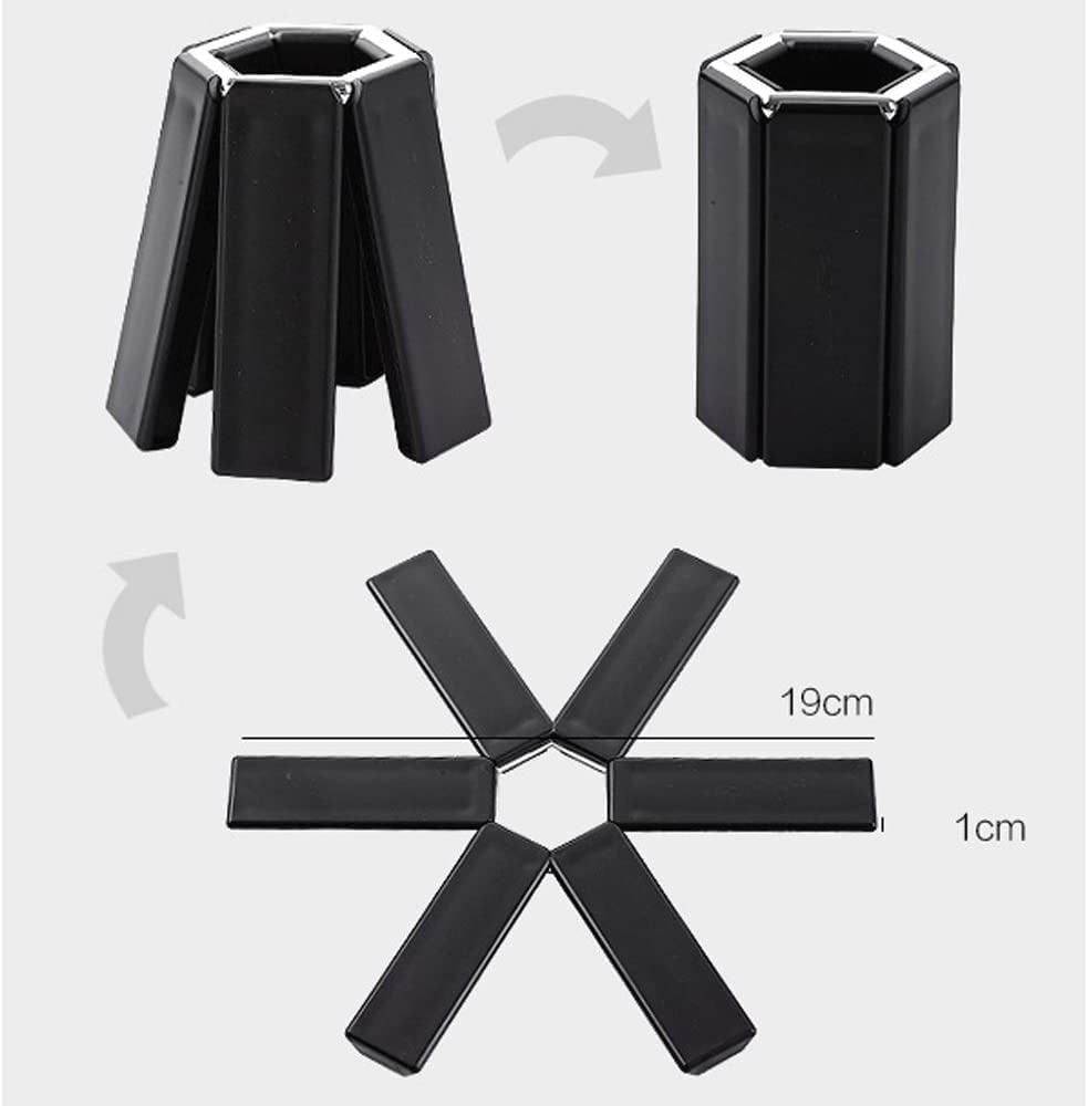 **Cannagenix Expandable Silicone Hot Pot Trivet - Non-Slip Heat Resistant PVC Tableware for Kitchen & Restaurant - Black (2 Pack) - Perfect for Dining Tables, Tea Pots, and Modern Home Decor**