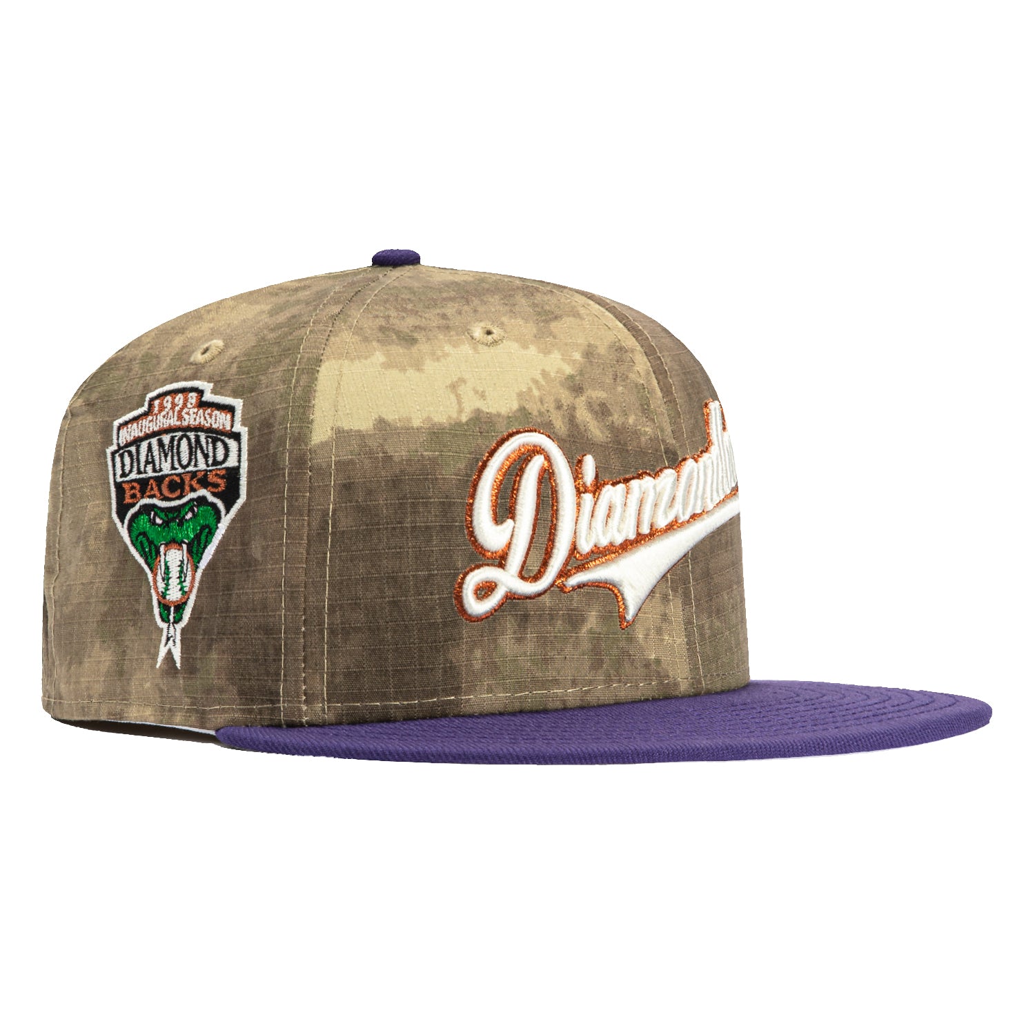 New Era 59Fifty Arizona Diamondbacks Camo Baseball Cap with Inaugural Patch - Water Color Camouflage, Purple - Perfect for MLB Games, Sports Events & Streetwear Fashion