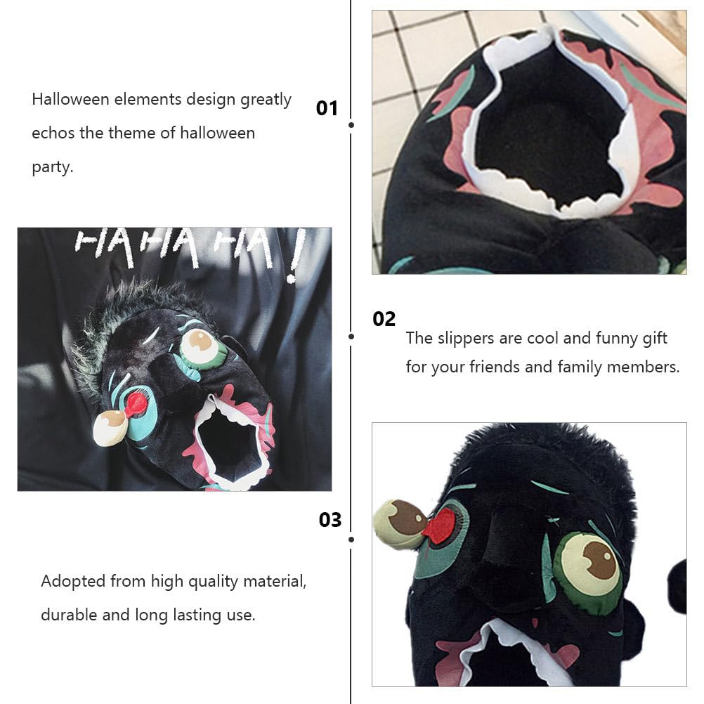 BESPORTBLE Funny Zombie Slippers for Men - Halloween Cartoon Cotton House Shoes with Anti-Slip Sole - Perfect for Halloween Parties, Cosplay & Home Wear (Black)