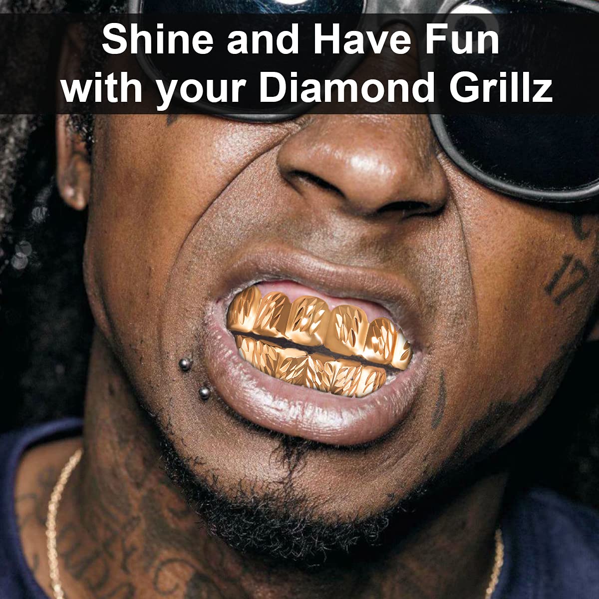 18K Gold Plated Hip Hop Grillz for Men & Women - Custom 6 Top & 6 Bottom Teeth Set in Gold/Silver - Perfect for Rap Performances, Music Videos & Street Fashion