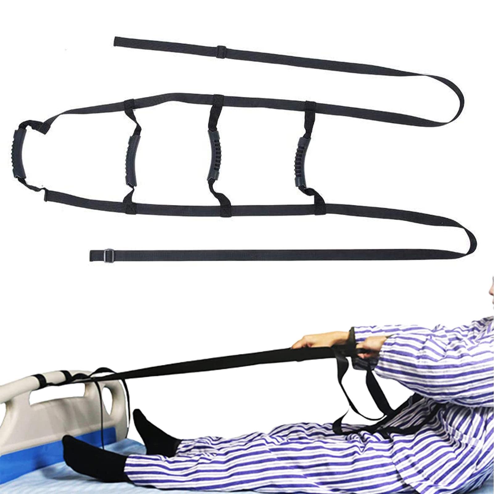 **Bed Ladder Assist for Elderly - Adjustable Bed Handles with Strap, Pull Up Assist Device for Seniors & Mobility Support | Ideal for Home Care, Hospital Use & Safe Bed Transfers**