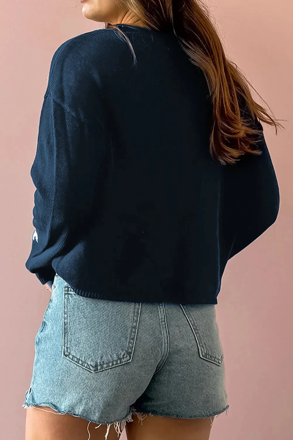 Stylish Star Print Round Neck Long Sleeve Sweater for Women | Cozy Winter Pullover | Perfect for Casual Outfits, Office Wear & Holiday Parties
