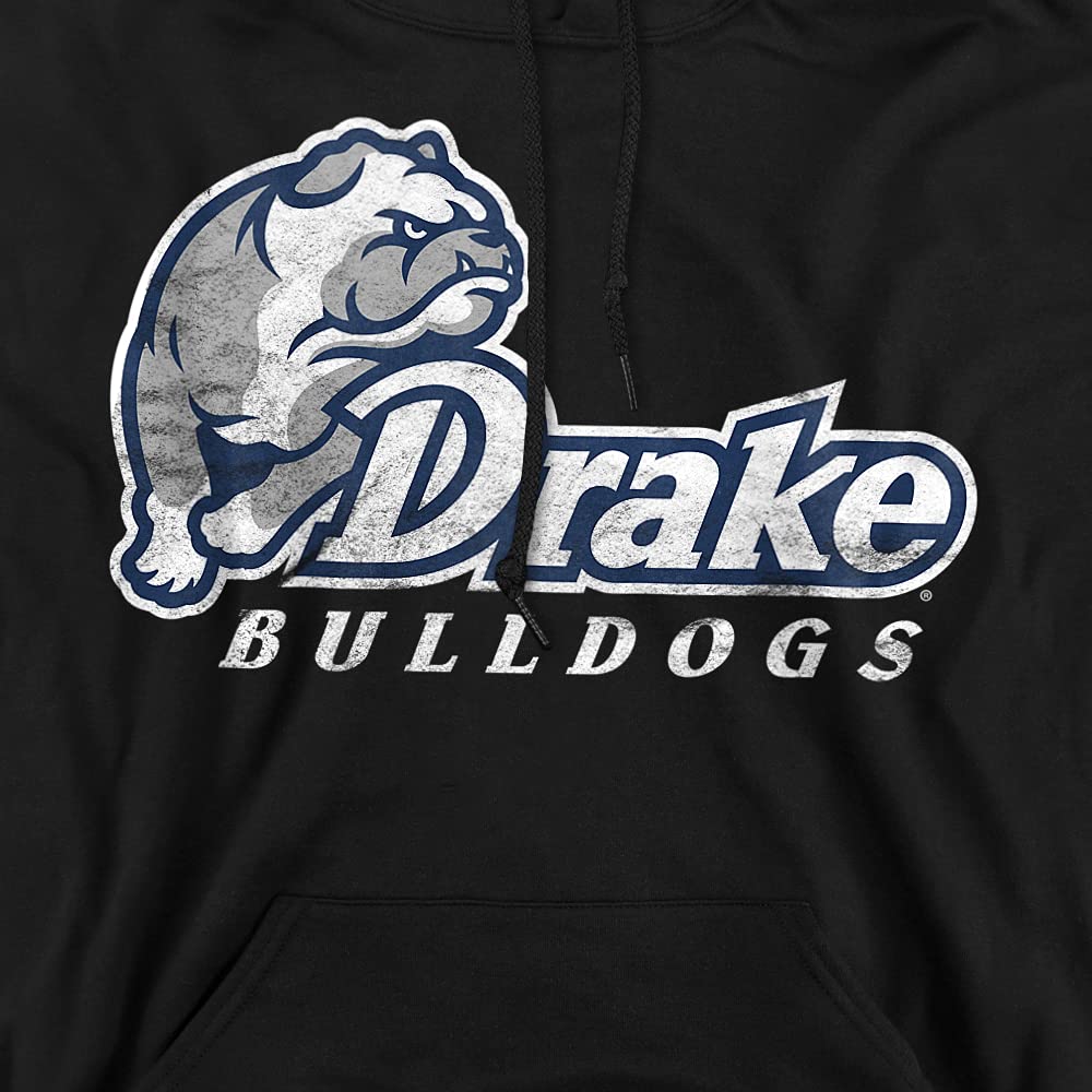 Drake University Official Distressed Unisex Pullover Hoodie - Black, Small | Comfortable College Sweatshirt for Men & Women | Perfect for Campus Wear, Game Day & Casual Outfits