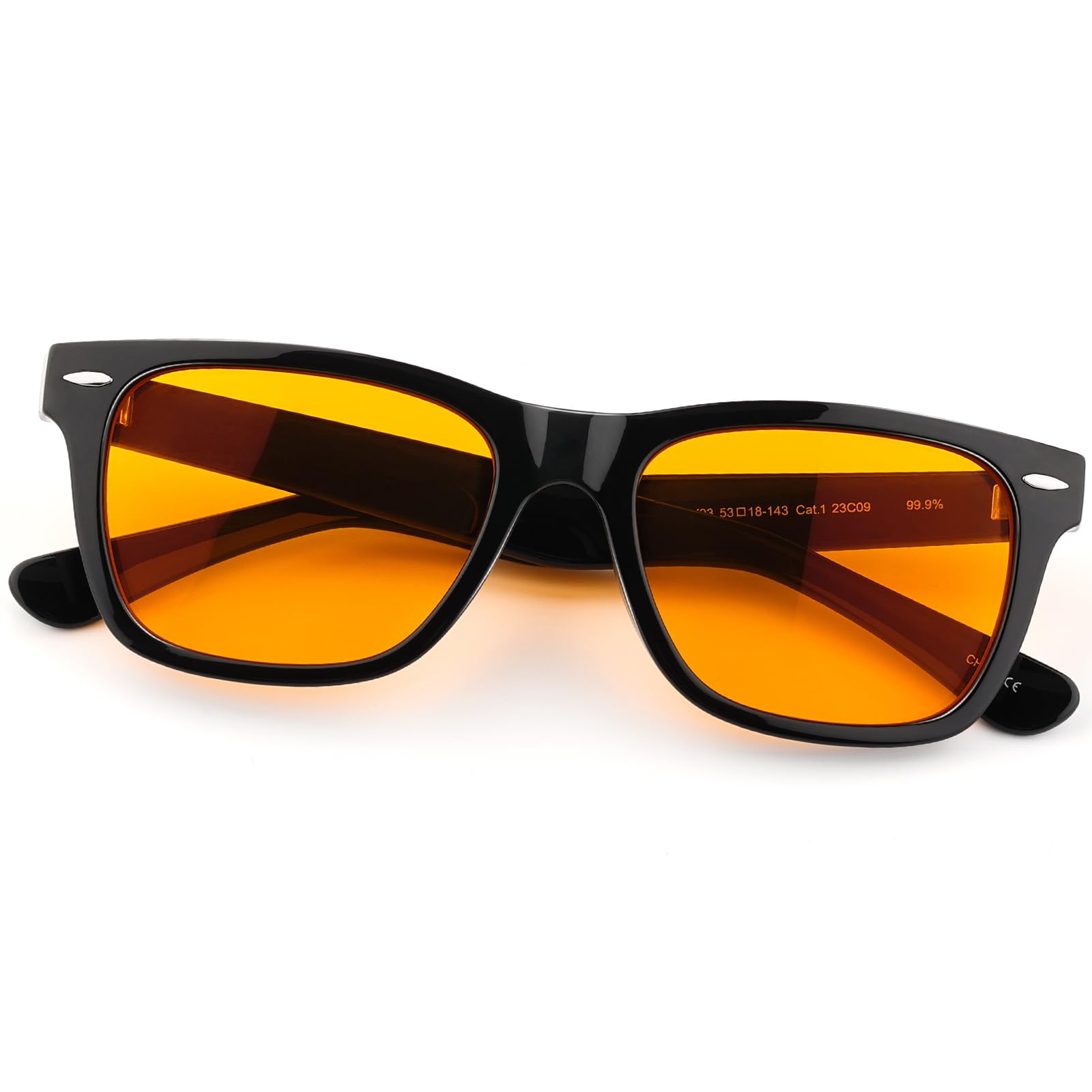 Blue Light Blocking Glasses for Sleep & Gaming - 99.9% UV Protection with Dual AR Coatings & Amber Orange Lens - Reduce Eye Strain for Computer Work, Nighttime Use & Screen Time Relief