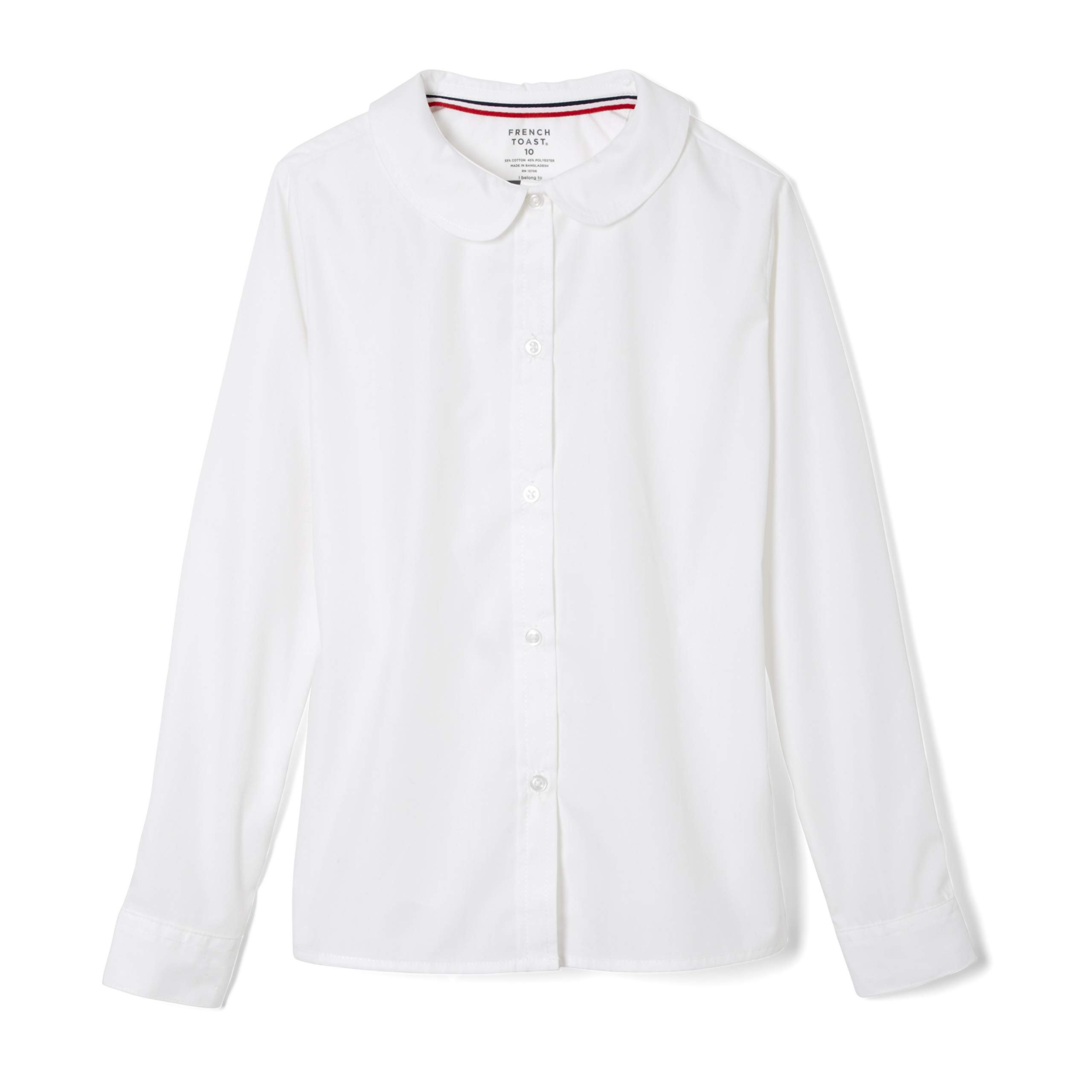French Toast Girls' Long Sleeve Woven Shirt with Peter Pan Collar - Classic & Plus Sizes | School Uniform, Church Outfit & Casual Wear for Toddler to Teen Girls