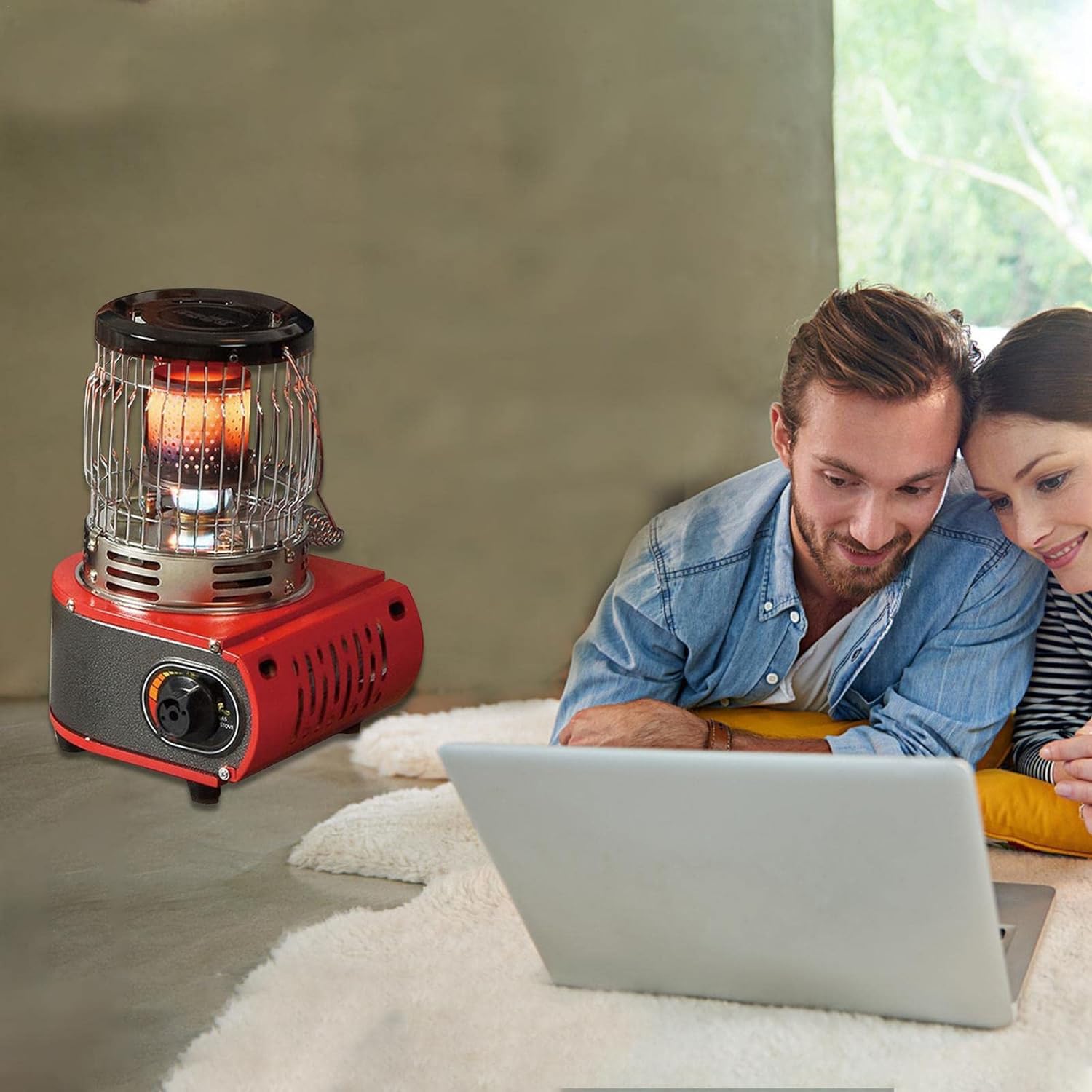 Portable Kerosene Heater Stove - Stainless Steel Indoor & Outdoor Camping Heater - Lightweight Oil Burner for Home, Garage, Tent & Emergency Heating - Yellow