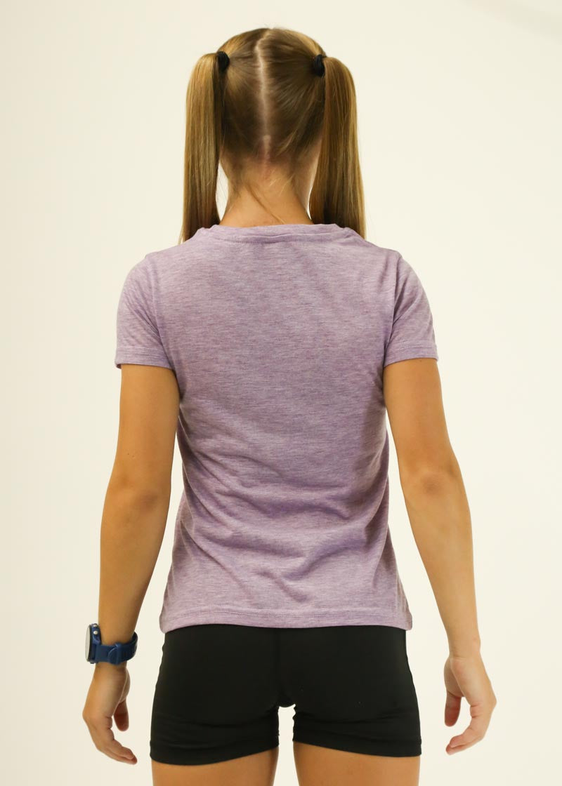 Women's Heather Purple Logo T-Shirt - Soft Cotton Casual Tee for Everyday Wear, Gym, and Outfits