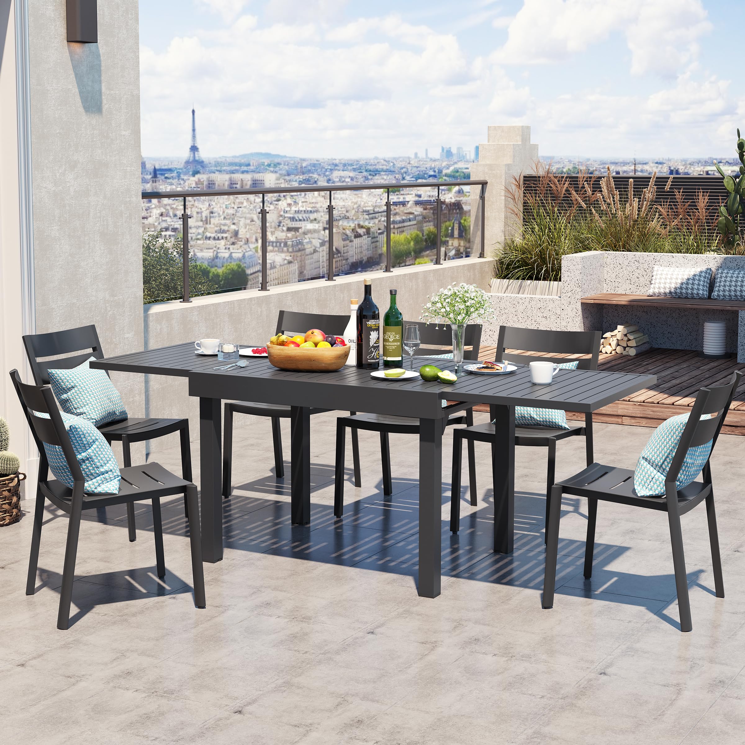 Modern Expandable Aluminum Outdoor Dining Table 42