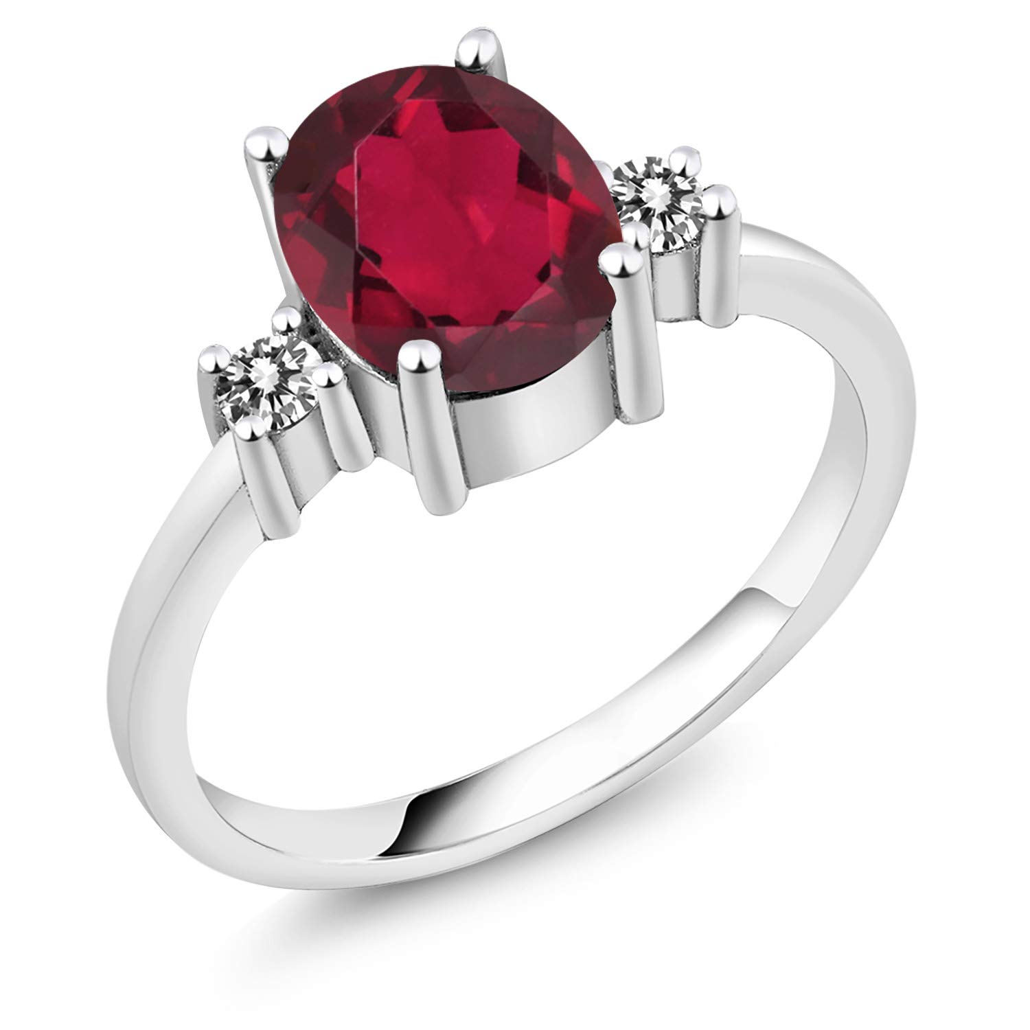 1.93 Ct Oval Red Mystic Quartz & White Diamond 925 Sterling Silver Ring for Women | Elegant Gemstone Jewelry for Engagement, Wedding & Special Occasions