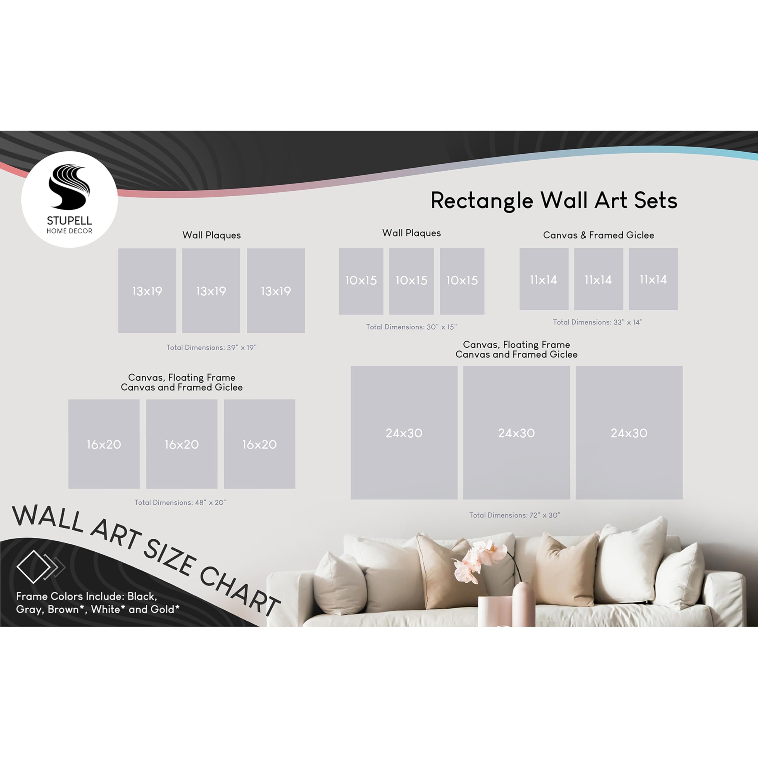 Stupell Industries 3-Piece Bold Black Brushstrokes & Golden Distressed Accent Wall Art Set - Grey Framed, 11x14 Inches Each - Modern Home Decor for Living Room, Bedroom & Office