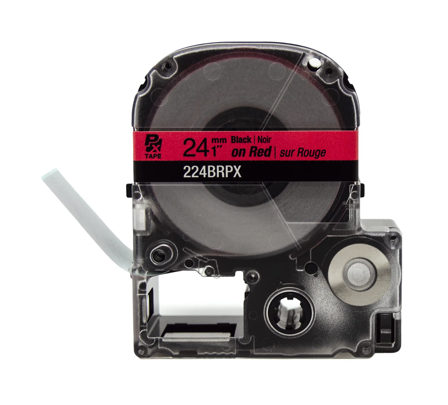 Epson LABELWORKS 224BRPX PET Polyester Tape Cartridge - Black on Red Label Maker Tape - 1 Inch (24mm) Wide, 30 Feet - Perfect for Office, Warehouse & Home Organization