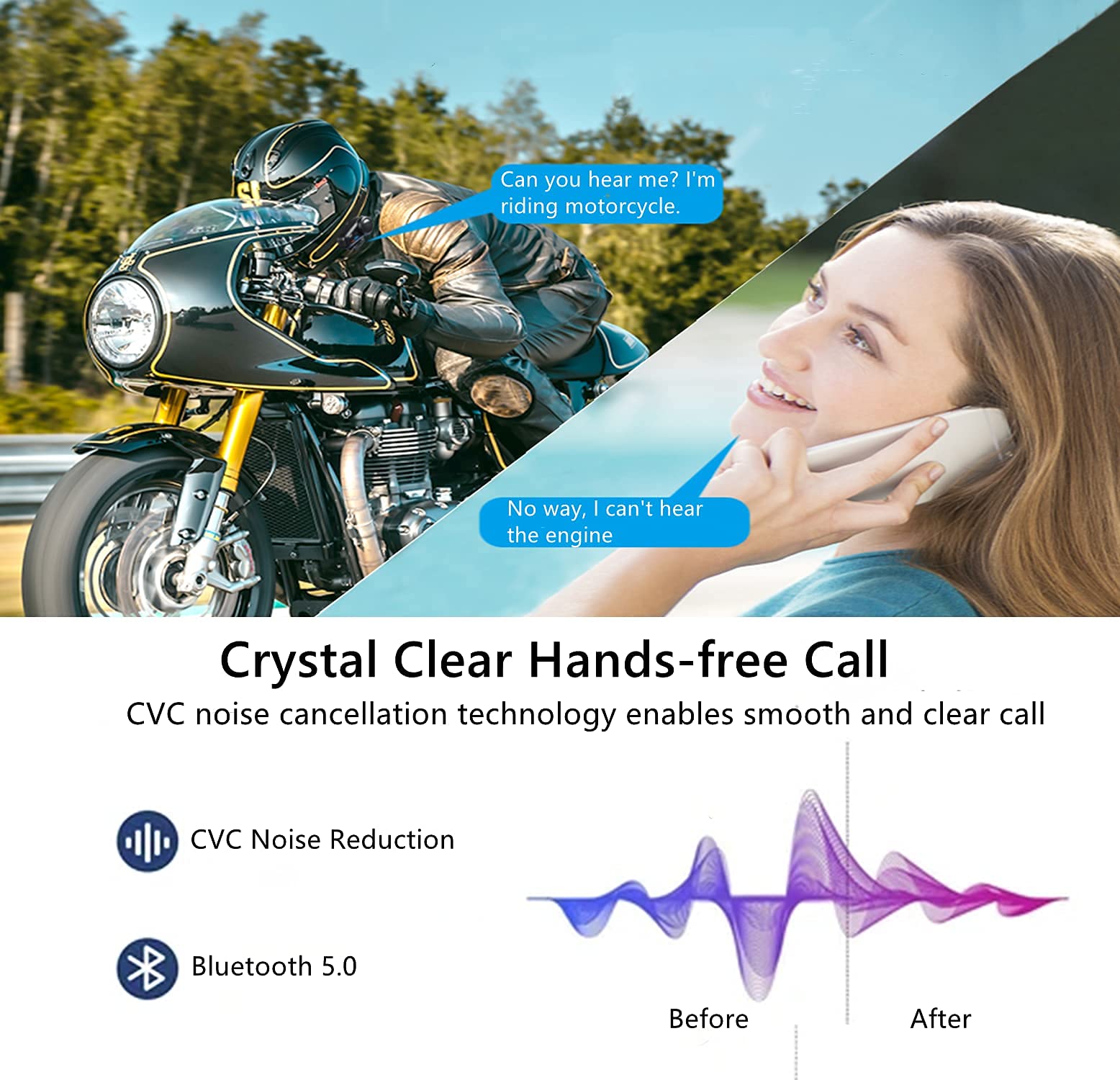 Fordpsorts FX6 Motorcycle Bluetooth Headset Intercom - 6 Riders Group Communication System (1 Pack & 2 Pack Options) | Perfect for Group Rides, Touring & Adventure Motorcycling