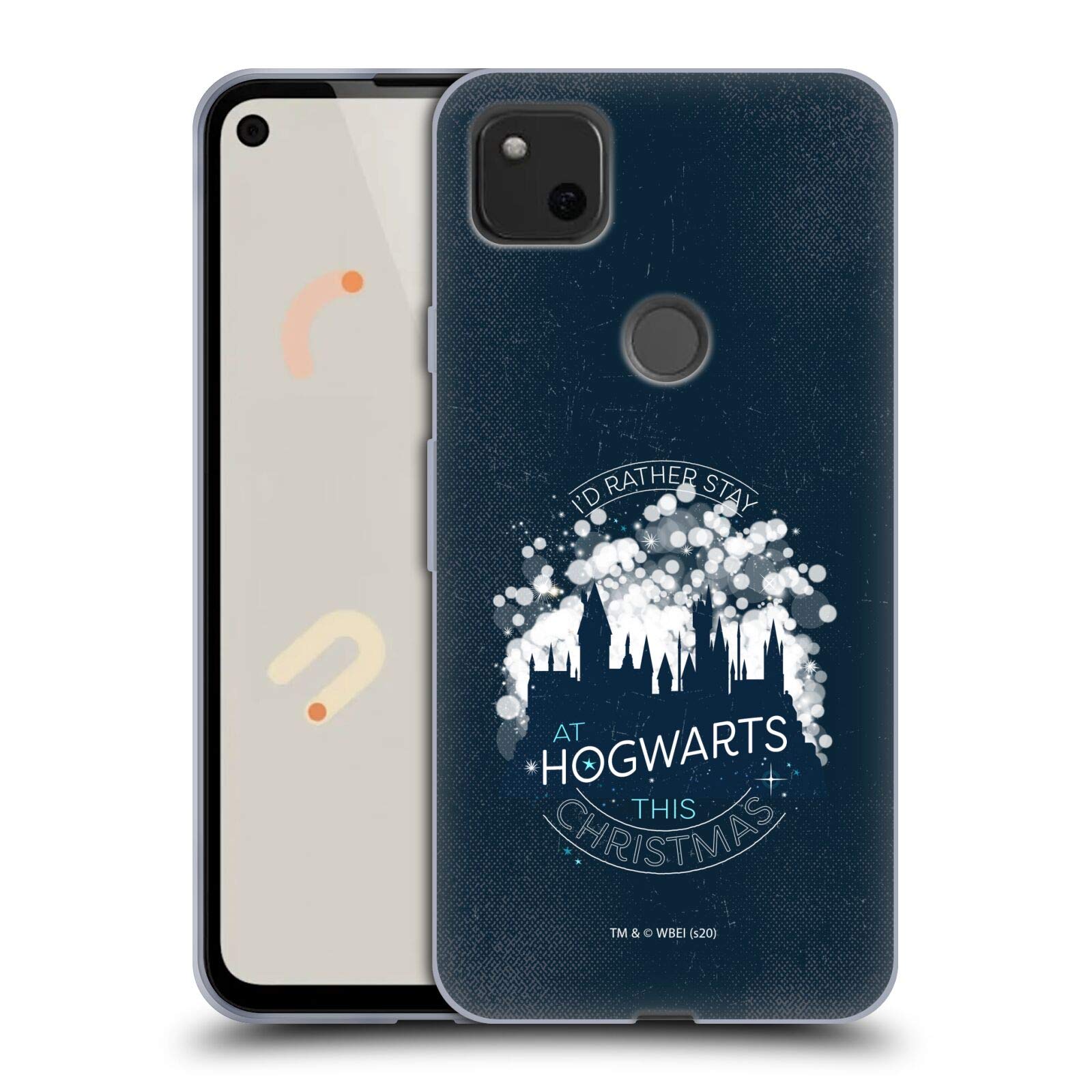 Harry Potter Stay at Hogwarts Christmas Deathly Hallows Soft Gel Case for Google Pixel 4a – Officially Licensed Phone Cover for Holiday Gifts & Wizarding Fans