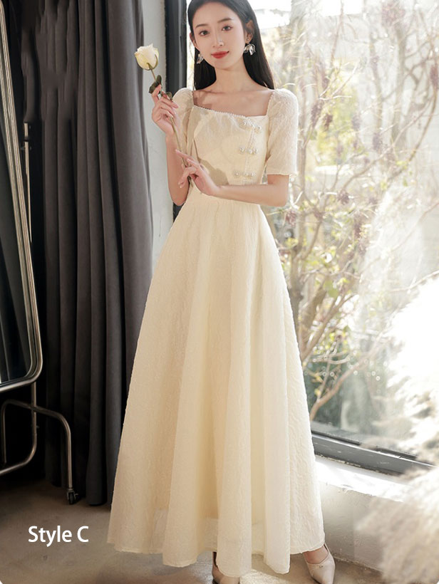 Elegant Champagne A-Line Bridesmaid Maxi Dress for Wedding, Formal Party & Special Occasions - Perfect for Bridesmaids, Prom & Evening Events