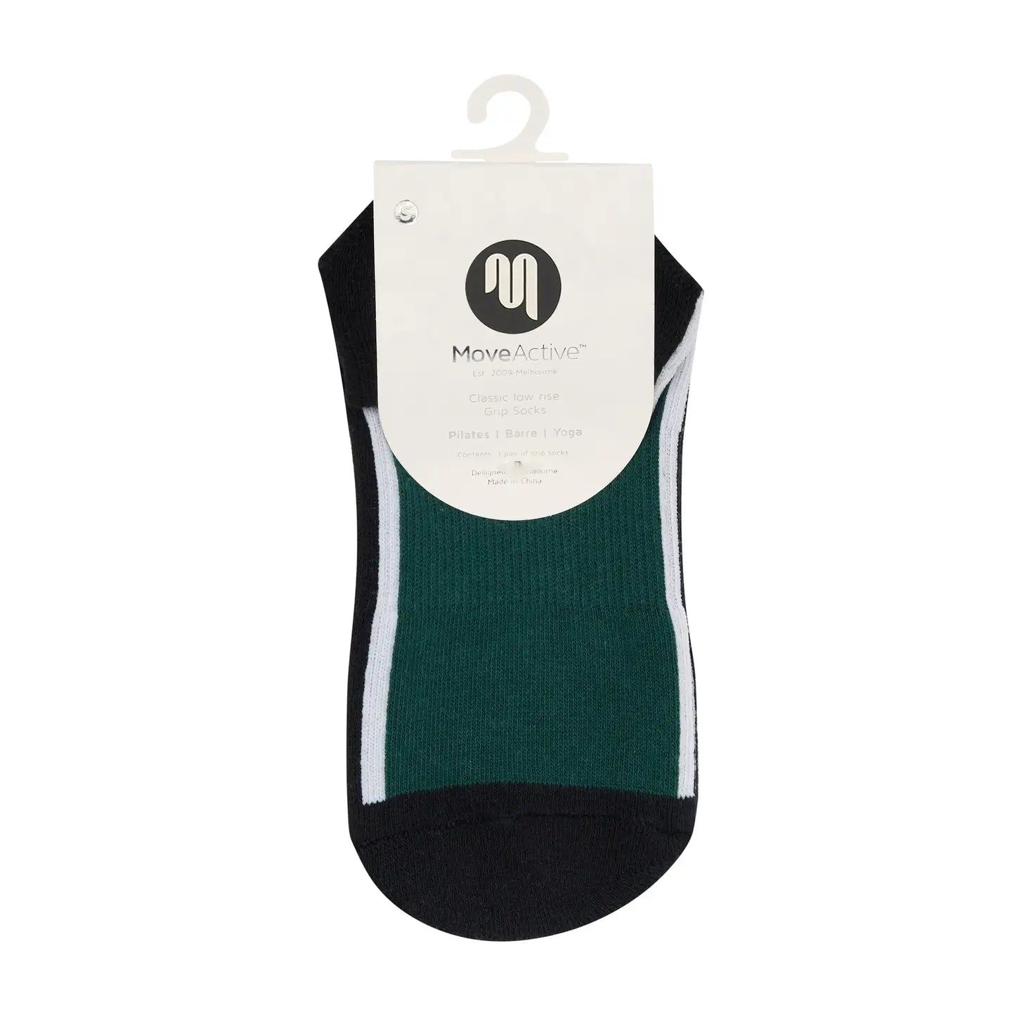 Classic Low Rise Non-Slip Grip Socks for Women & Men - Breathable Athletic Socks for Yoga, Pilates, Barre & Workout - Fluid Green & Black