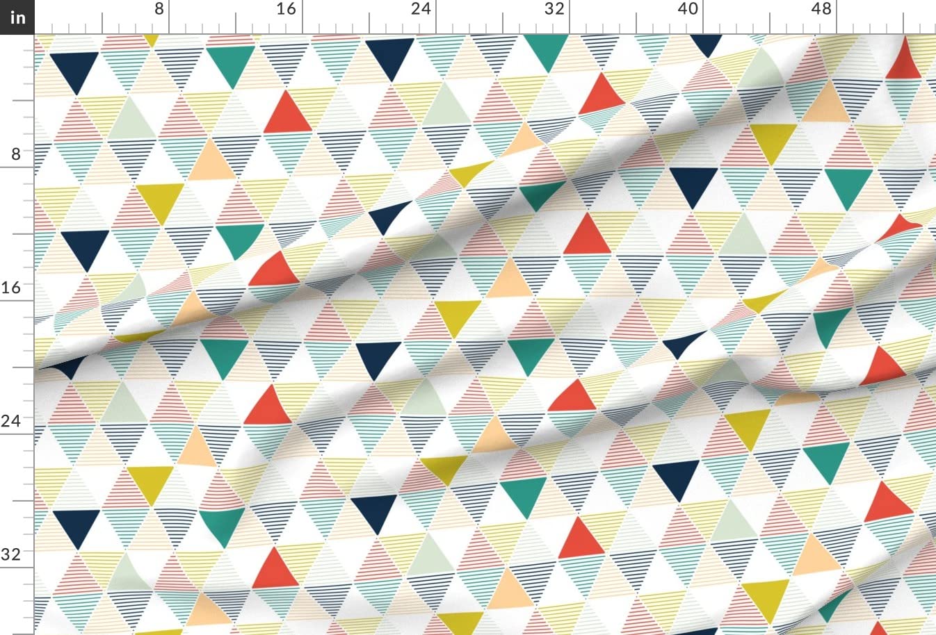 Modern Geometric White Triangle Nursery Stripes Printed Minky Fabric by The Yard - Soft Baby Blanket Fabric for Sewing, Quilt Backing & Plush Toys - Perfect for DIY Nursery Decor, Baby Gifts & Home Crafts